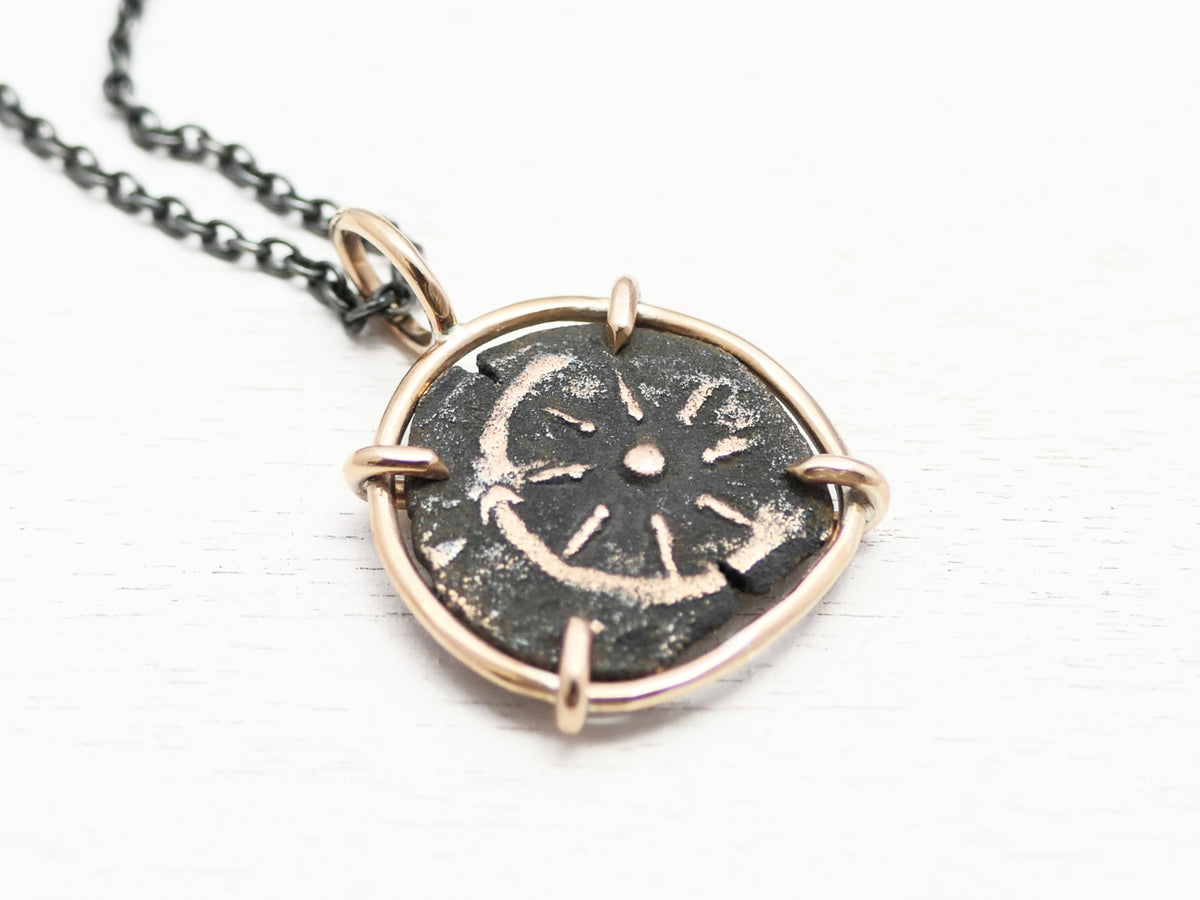 Ancient Widows Mite Coin Pendant: Sterling Silver Biblical Necklace