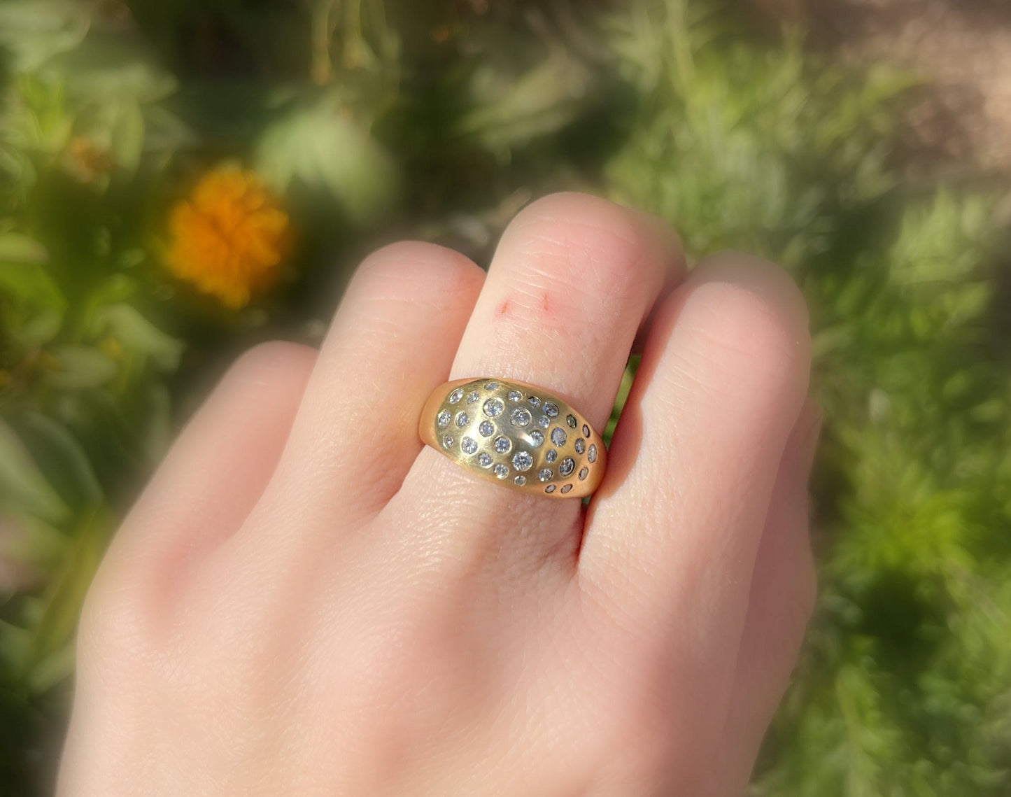 diamond cluster ring, mens pinky ring