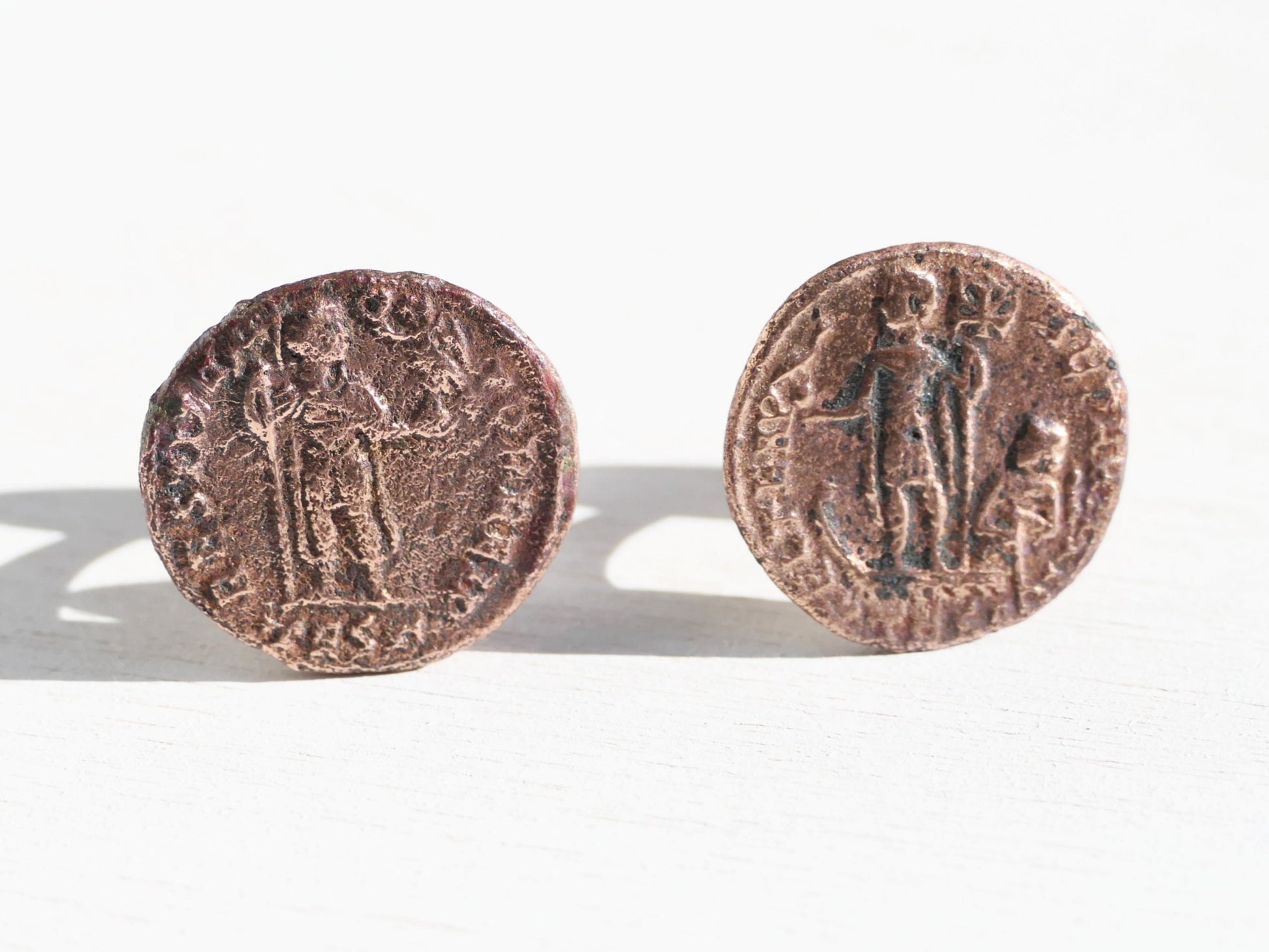 ancient bronze coin cufflinks