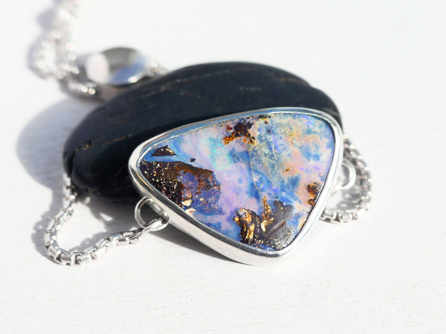 Rare Pink Boulder Opal Bracelet for Women