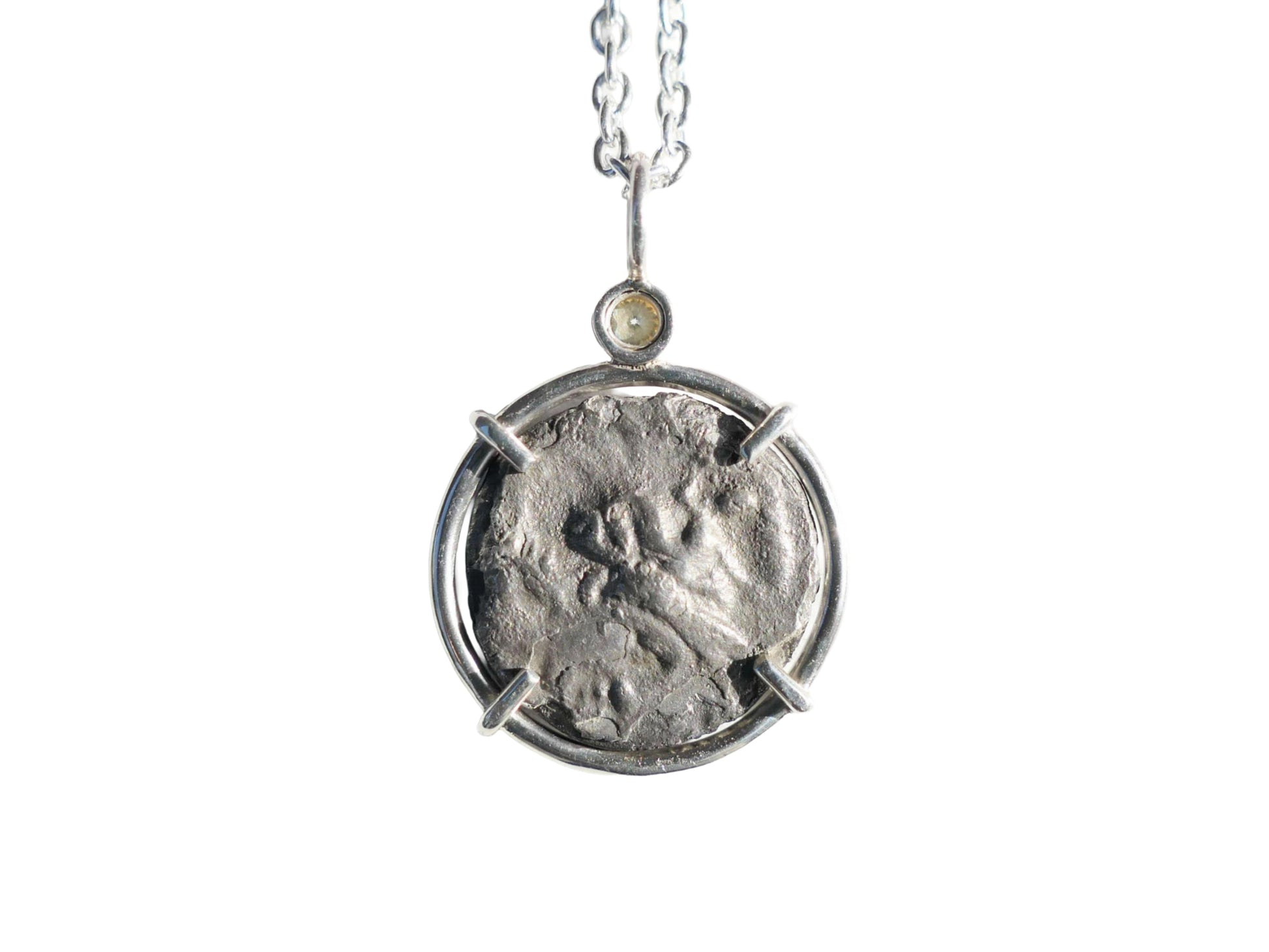 Authentic ancient owl coin charm pendant