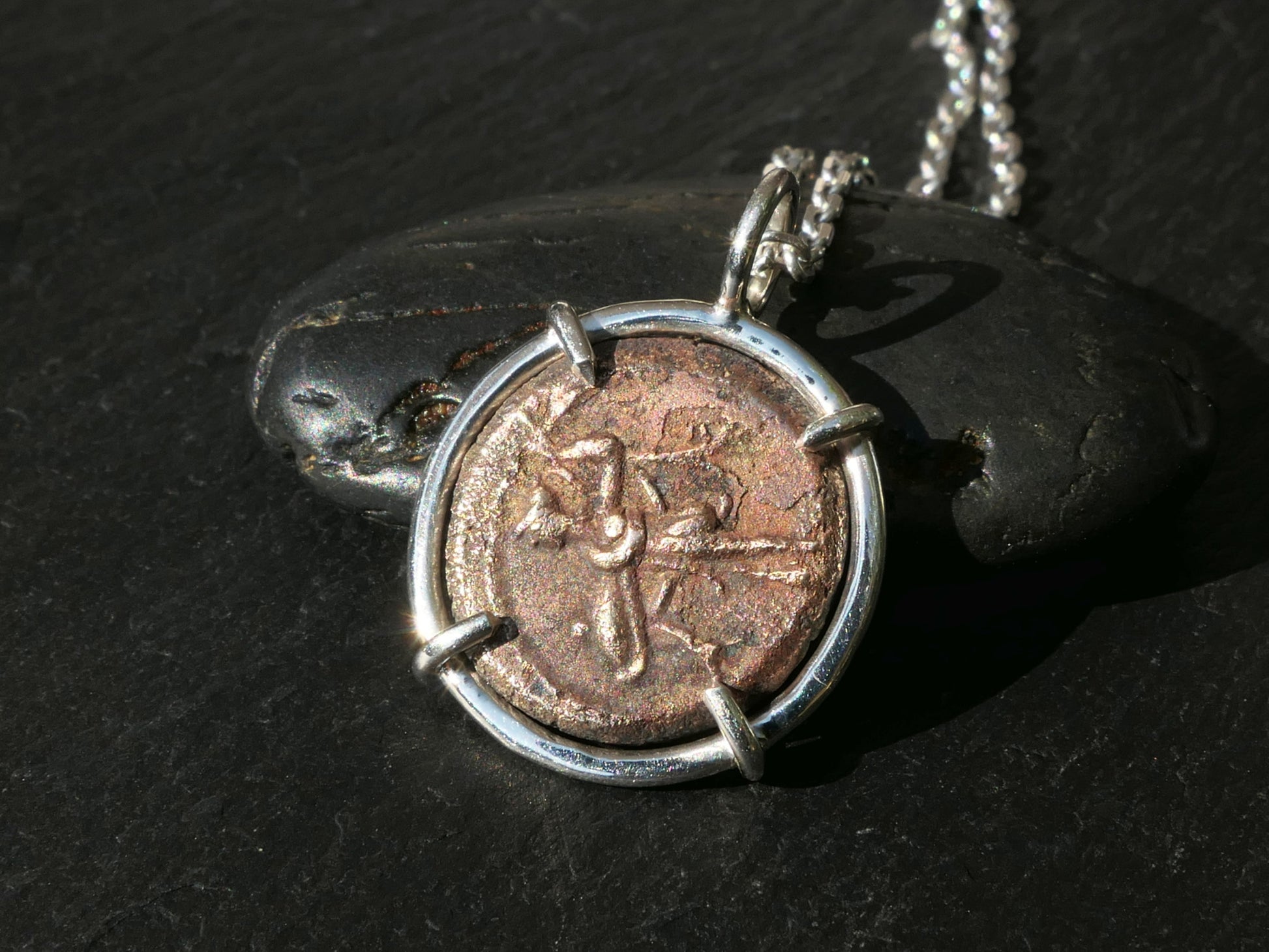 Bronze Greek Owl Coin pendant charm