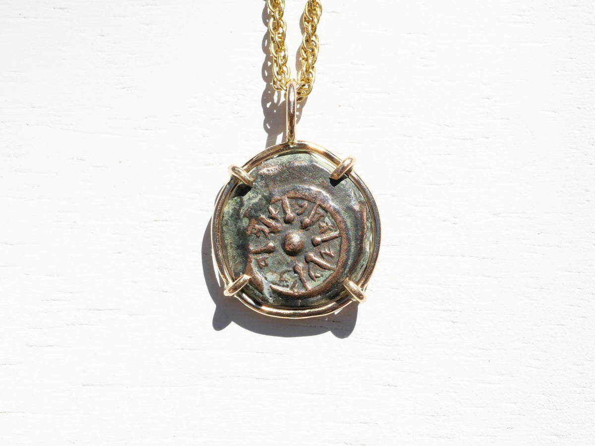 gold widows mite coin necklace coin charm pendant