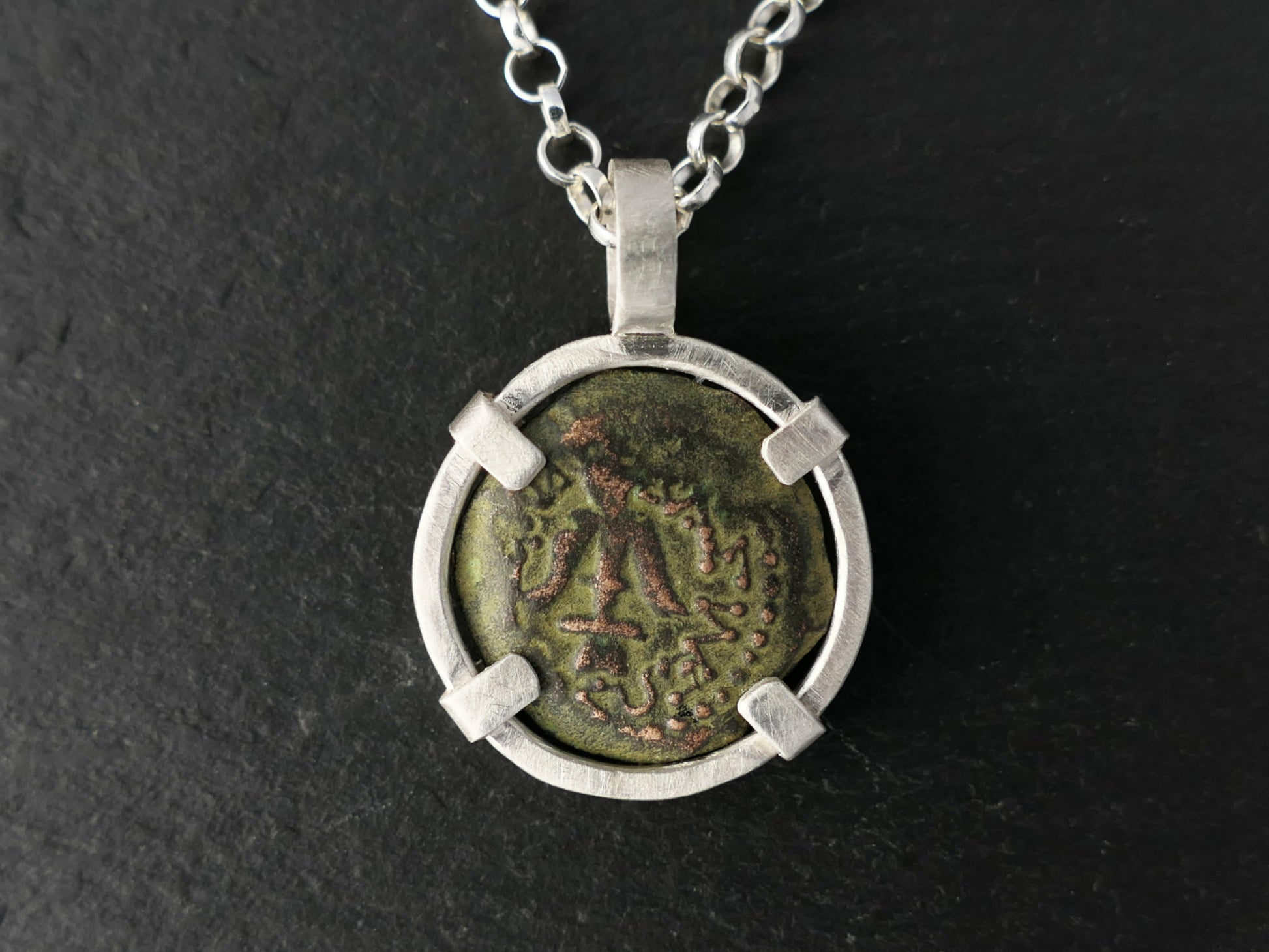 silver widows mite coin pendant