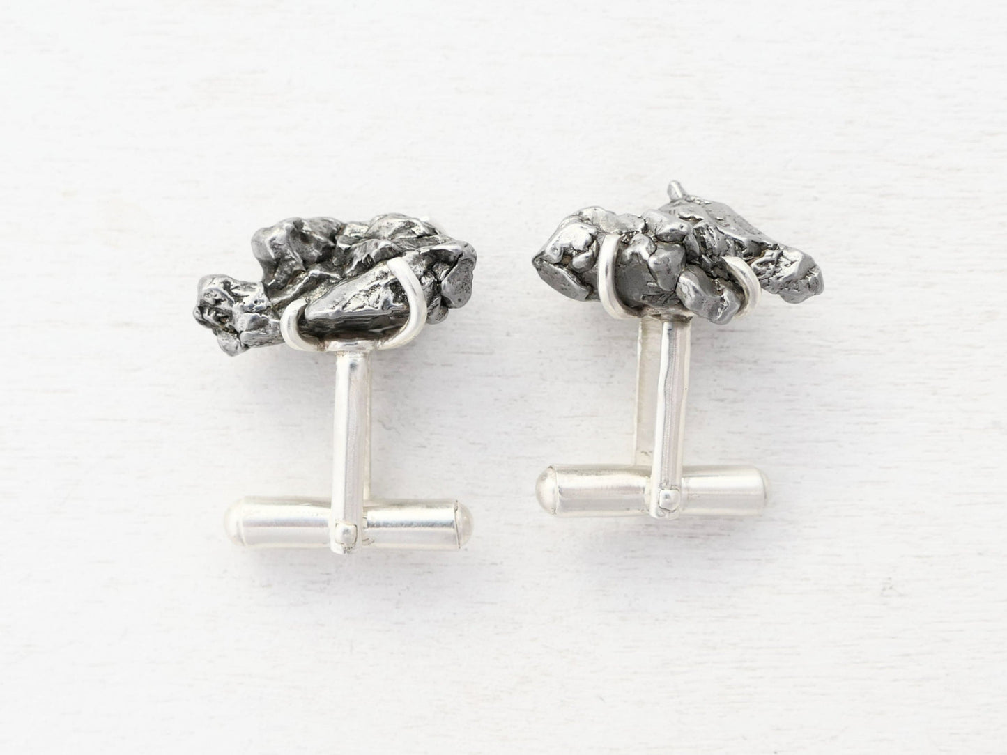 Campo del Cielo meteorite cufflinks with sterling silver backs