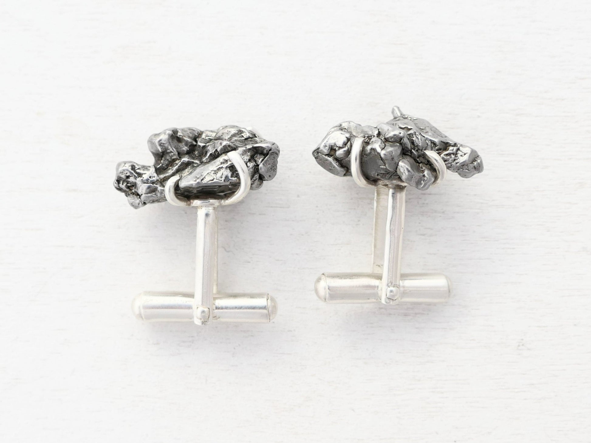 Campo del Cielo meteorite cufflinks with sterling silver backs