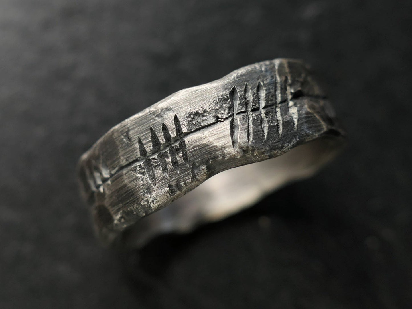 silver Ogham ring for women