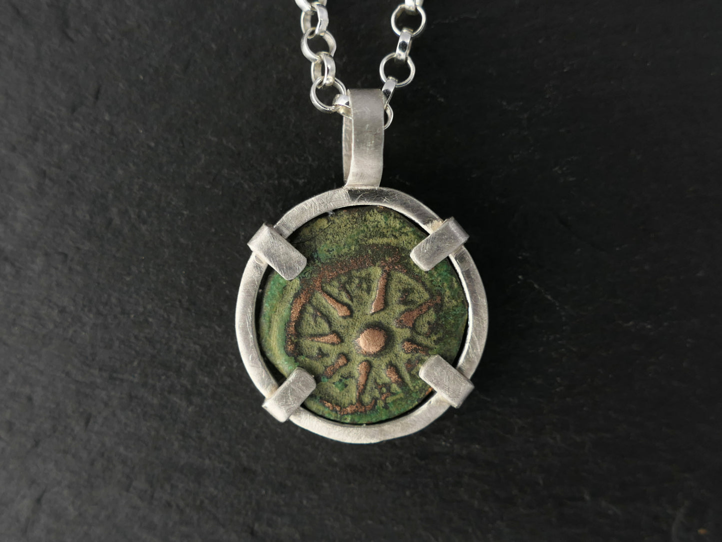 ancient widows mite coin necklace