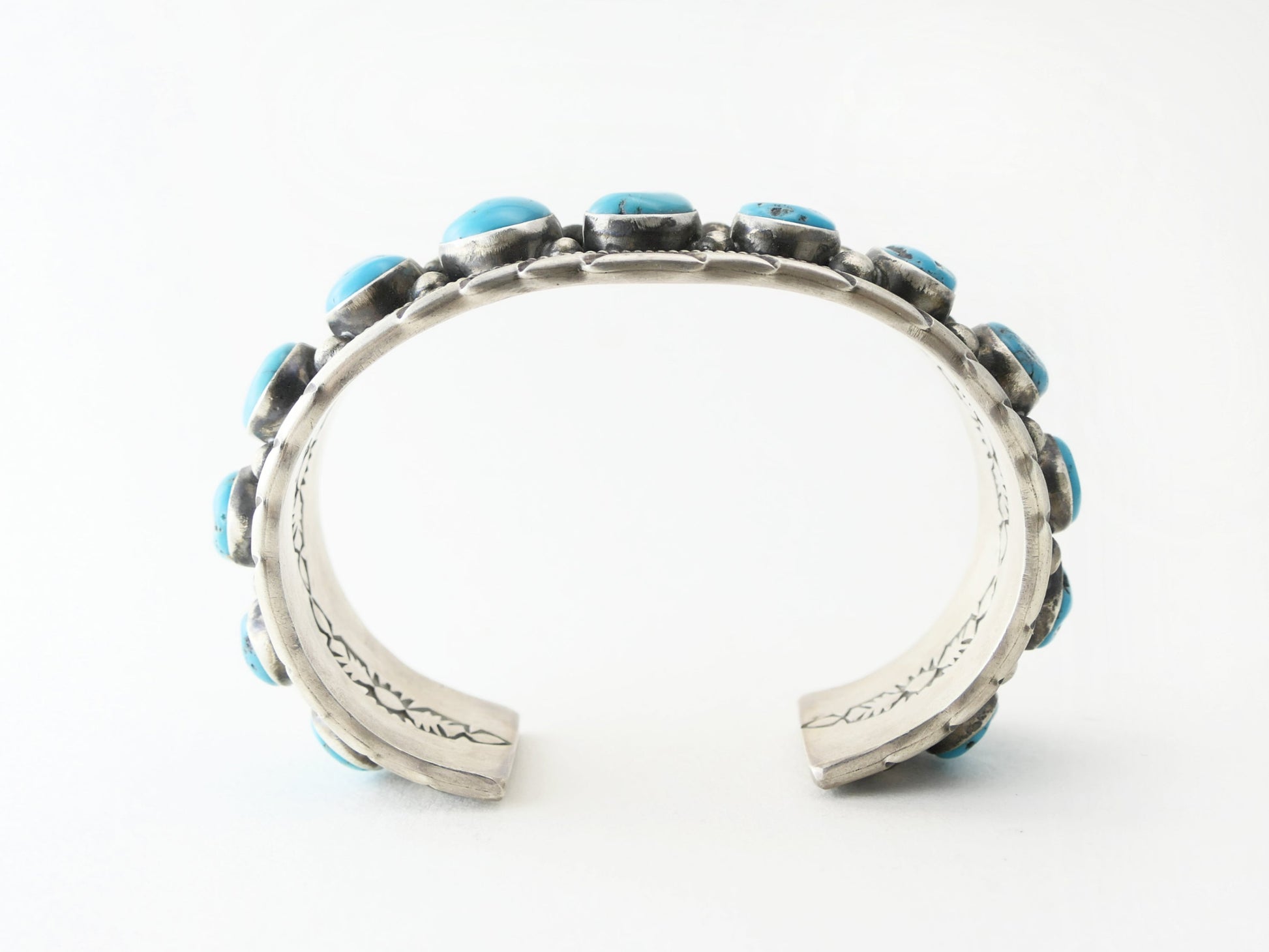 turquoise cuff heavy silver bracelet