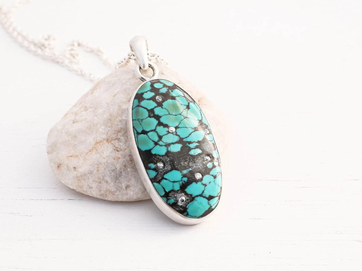 Hubei turquoise pendant with diamond inlay