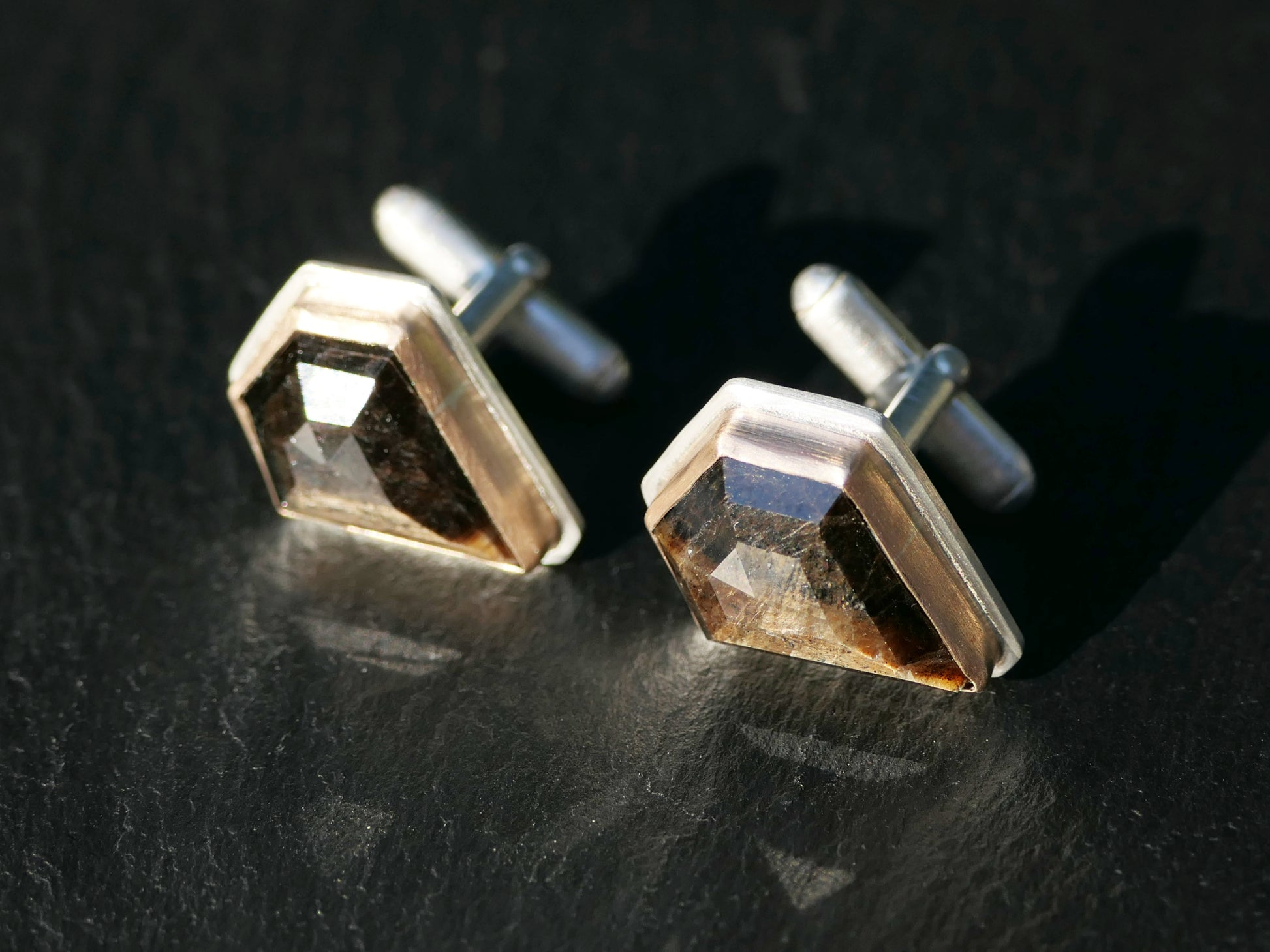 bronze sapphire cufflinks silver