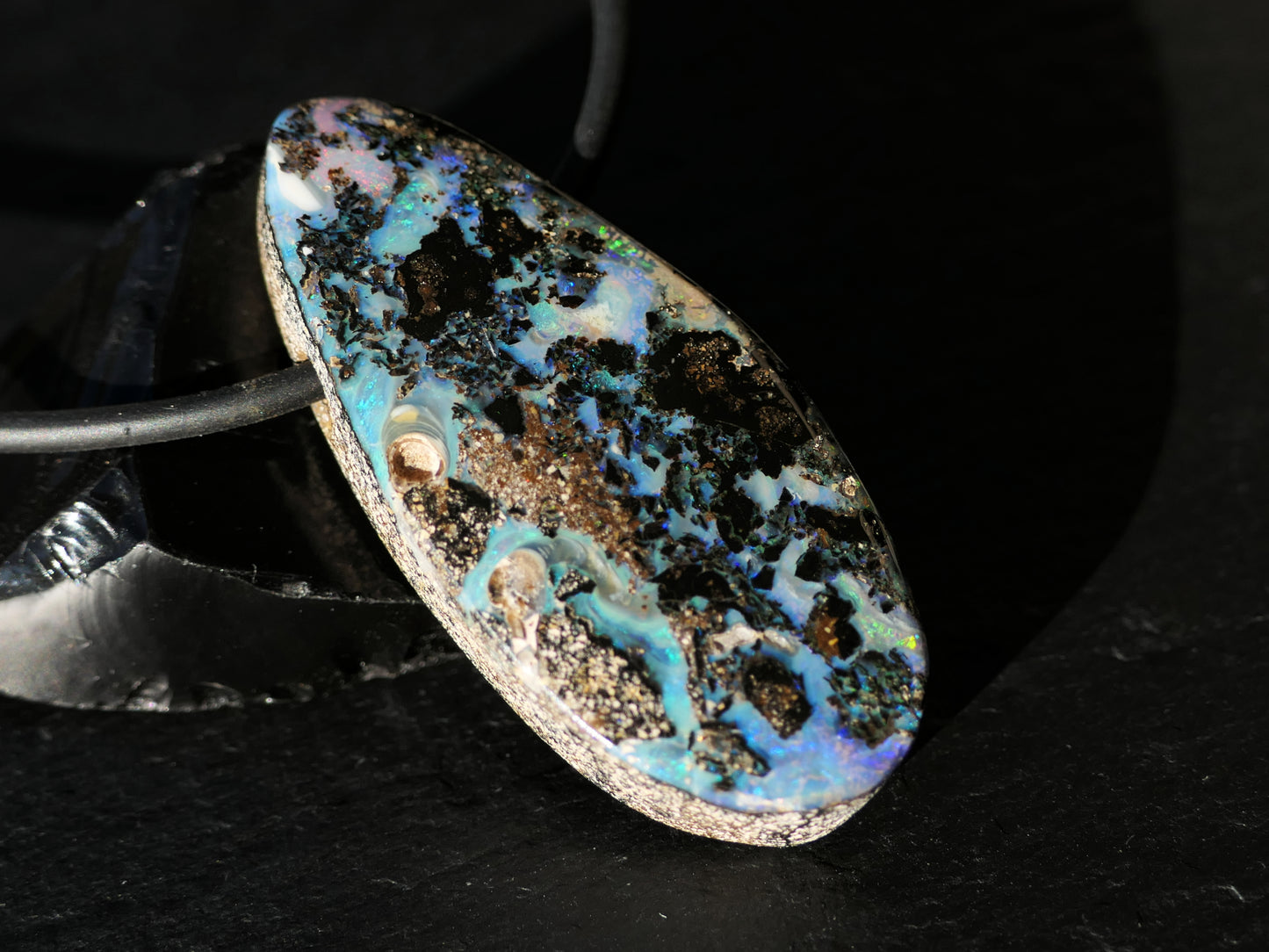 boulder opal pendant for men