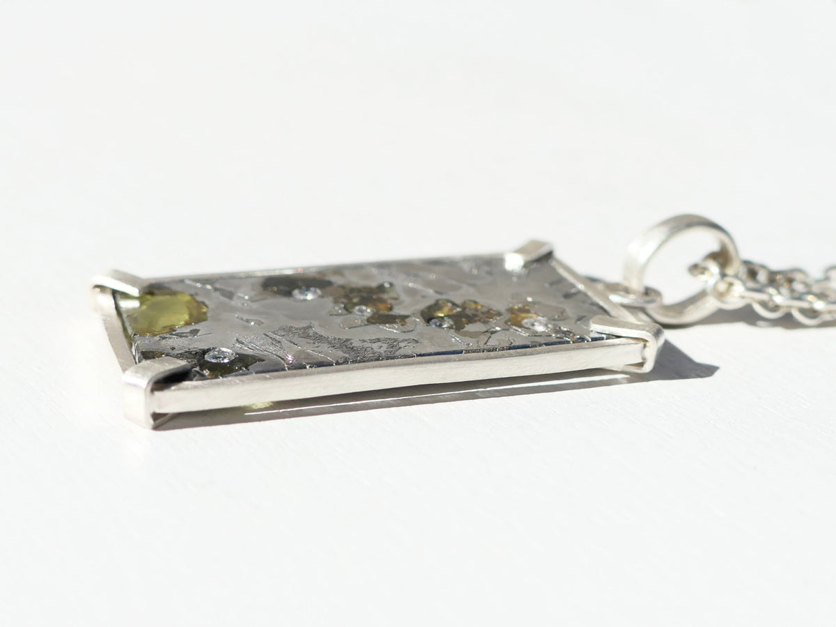 Pallasite Meteorite pendant unique space jewelry for men and women
