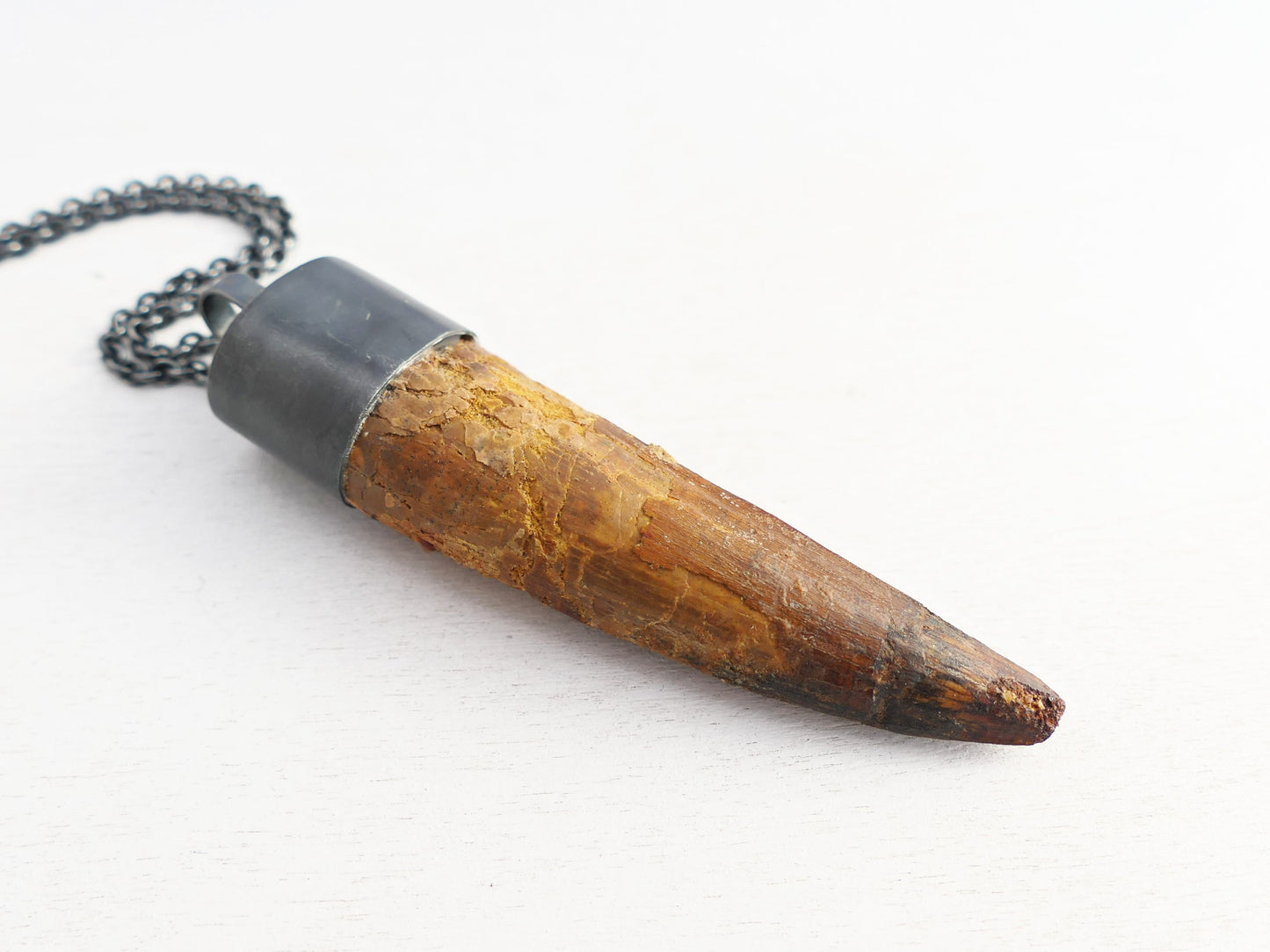 Huge Spinosaurus Tooth Necklace: Authentic Fossilized Dino Pendant, Sterling Silver Setting