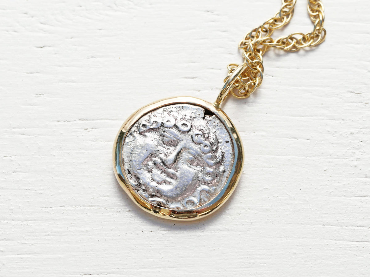 Genuine Medusa Coin Necklace Greek Silver Coin Gorgon Coin