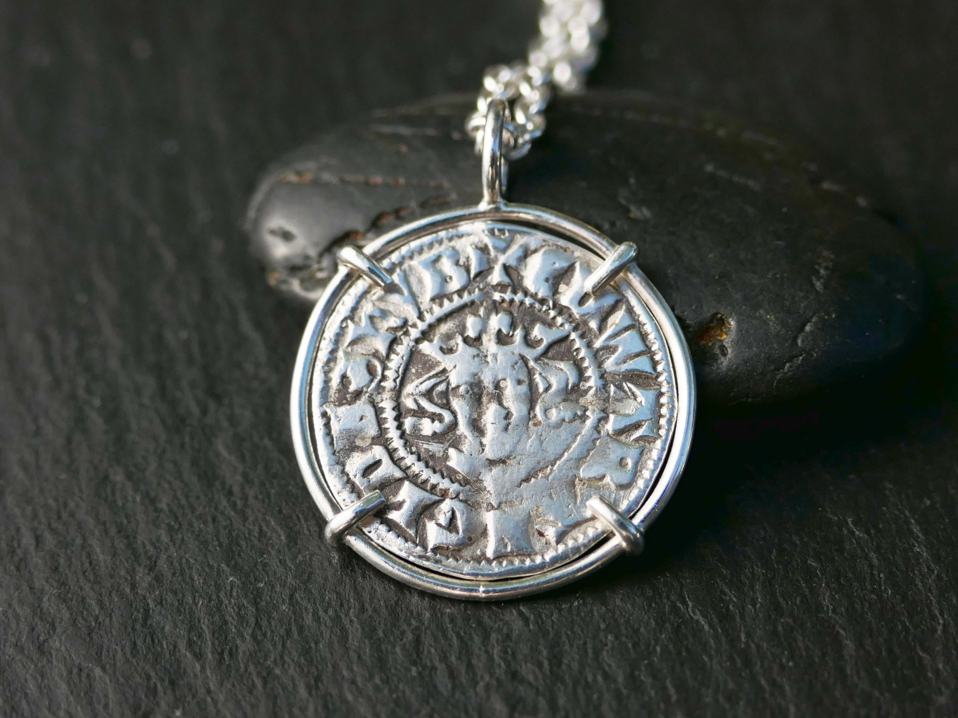 Medieval genuine Edward I coin silver penny pendant charm