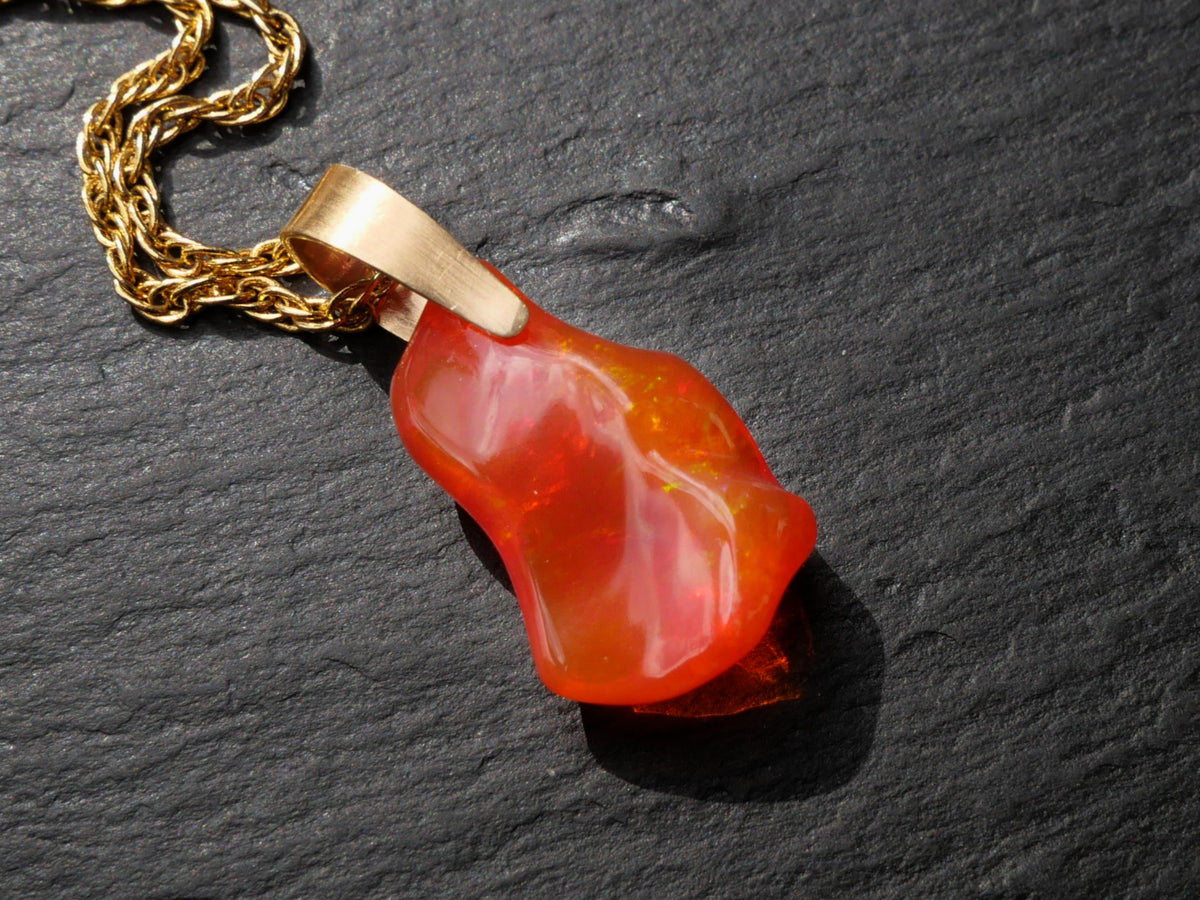 genuine Mexican Fire Opal Pendant with play of color