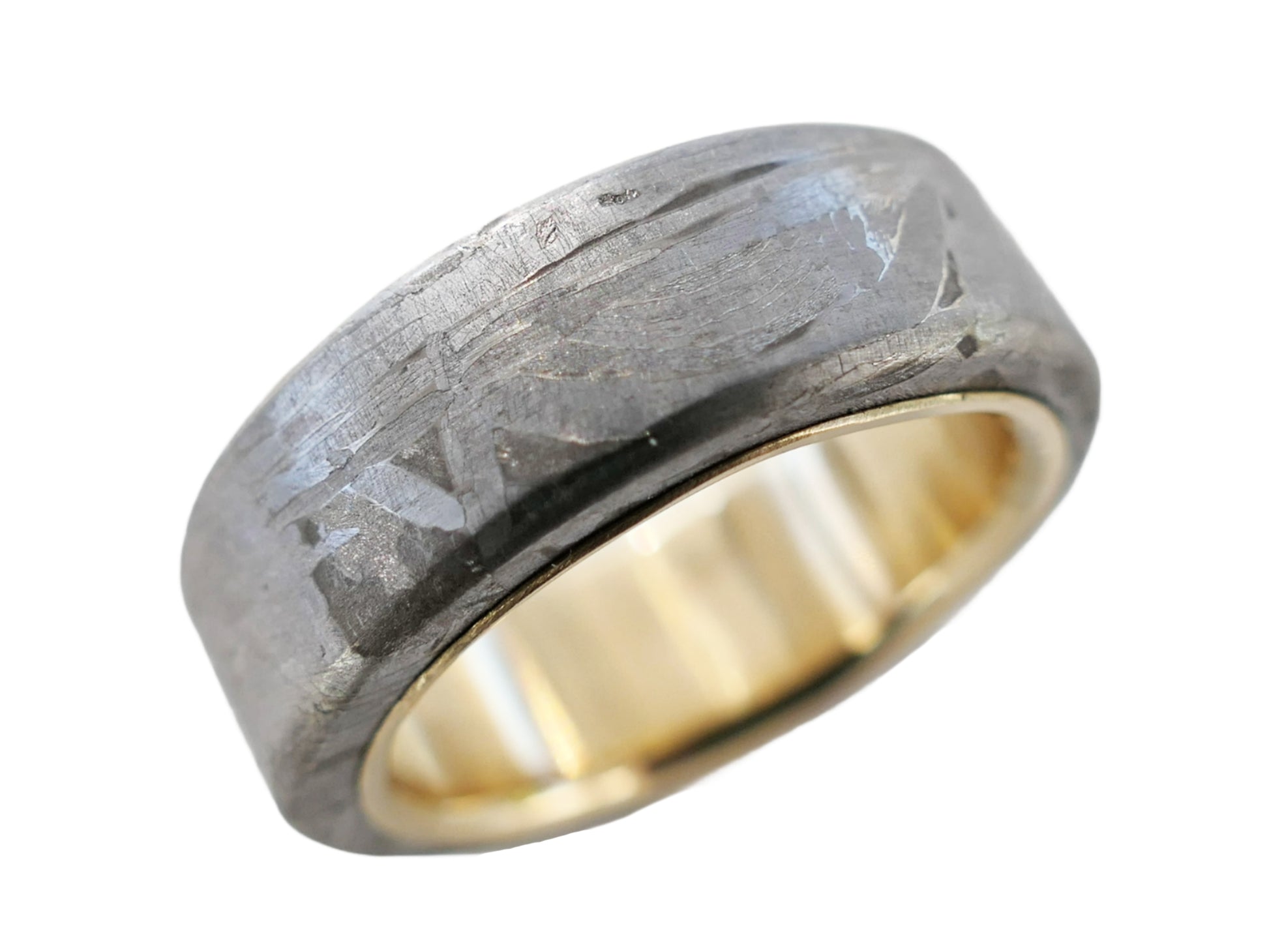 meteorite wedding band, cool men's ring