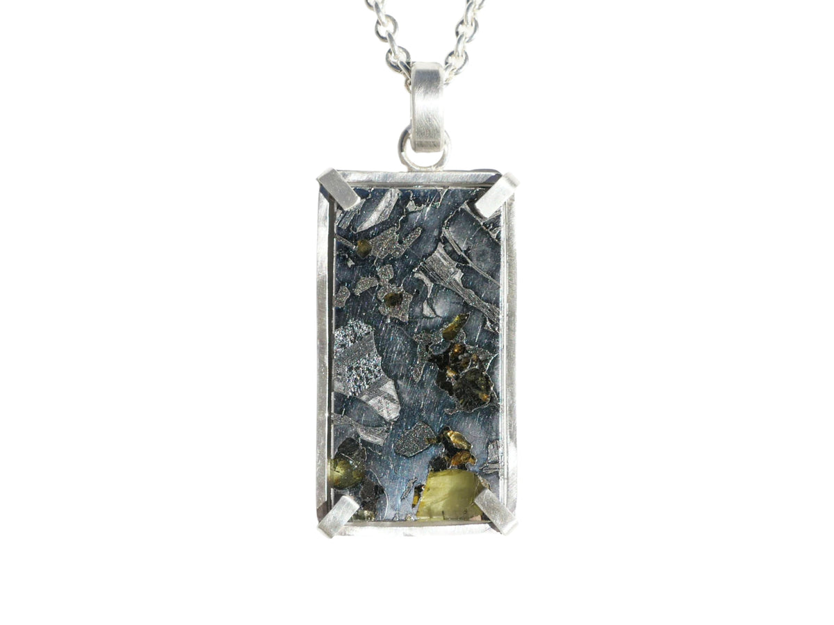 Genuine Pallasite Meteorite Slice Necklace