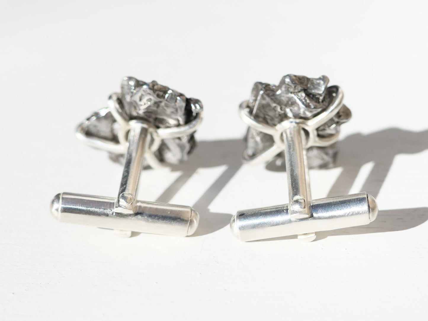 Meteorite Cufflinks sterling silver setting