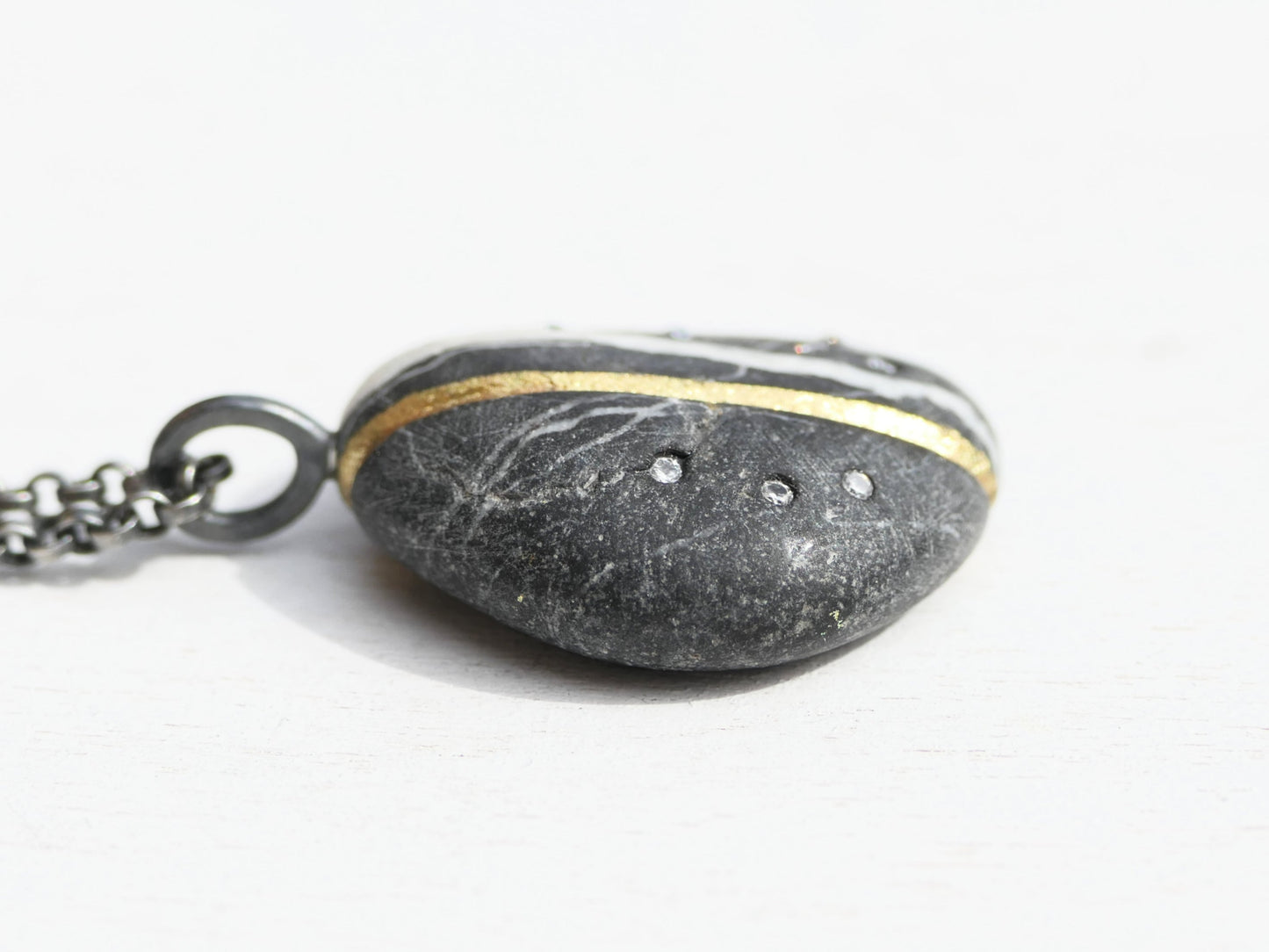 River stone pendant smooth pebble necklace charm