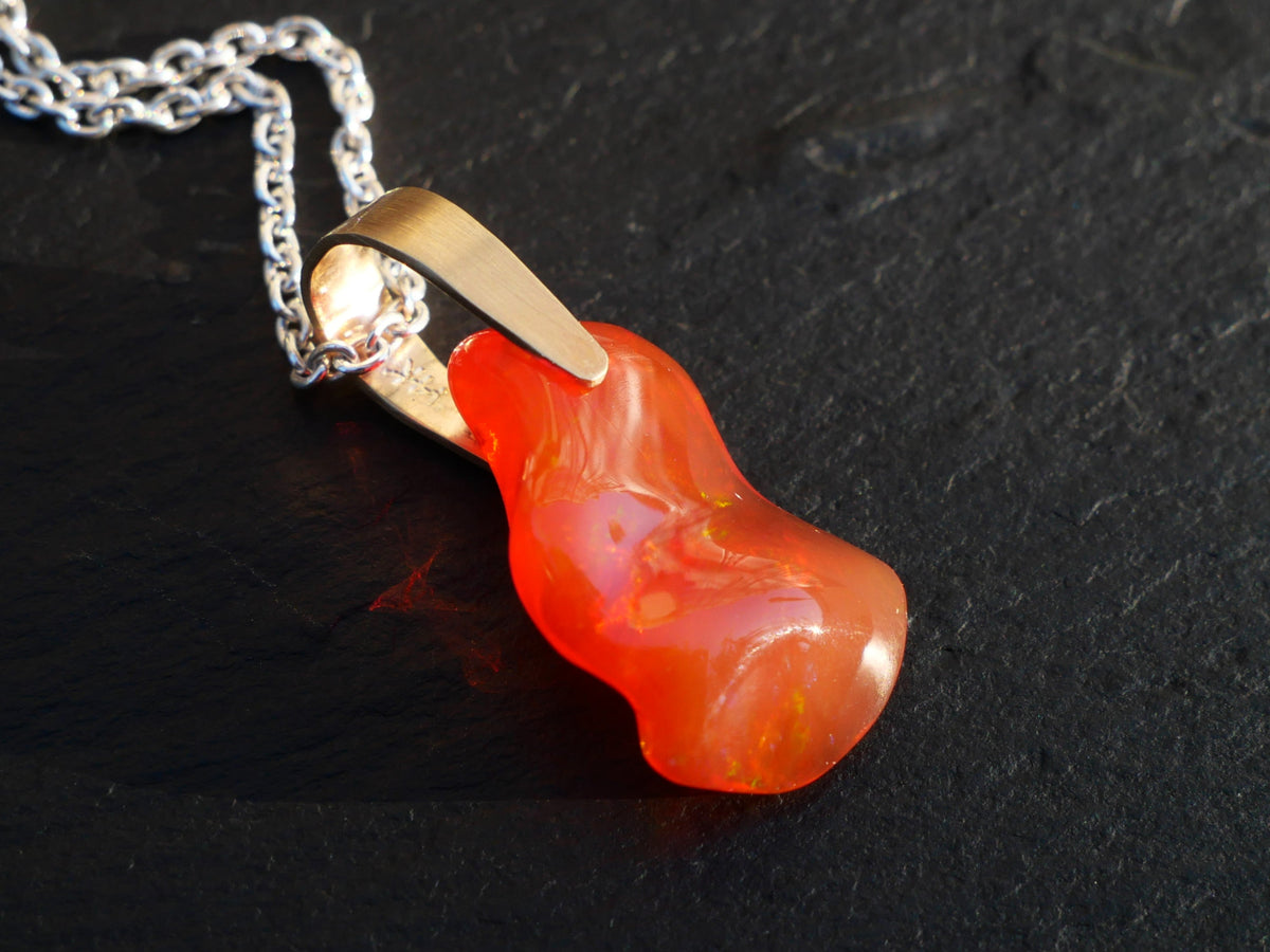 genuine Mexican Fire Opal Pendant with play of fire
