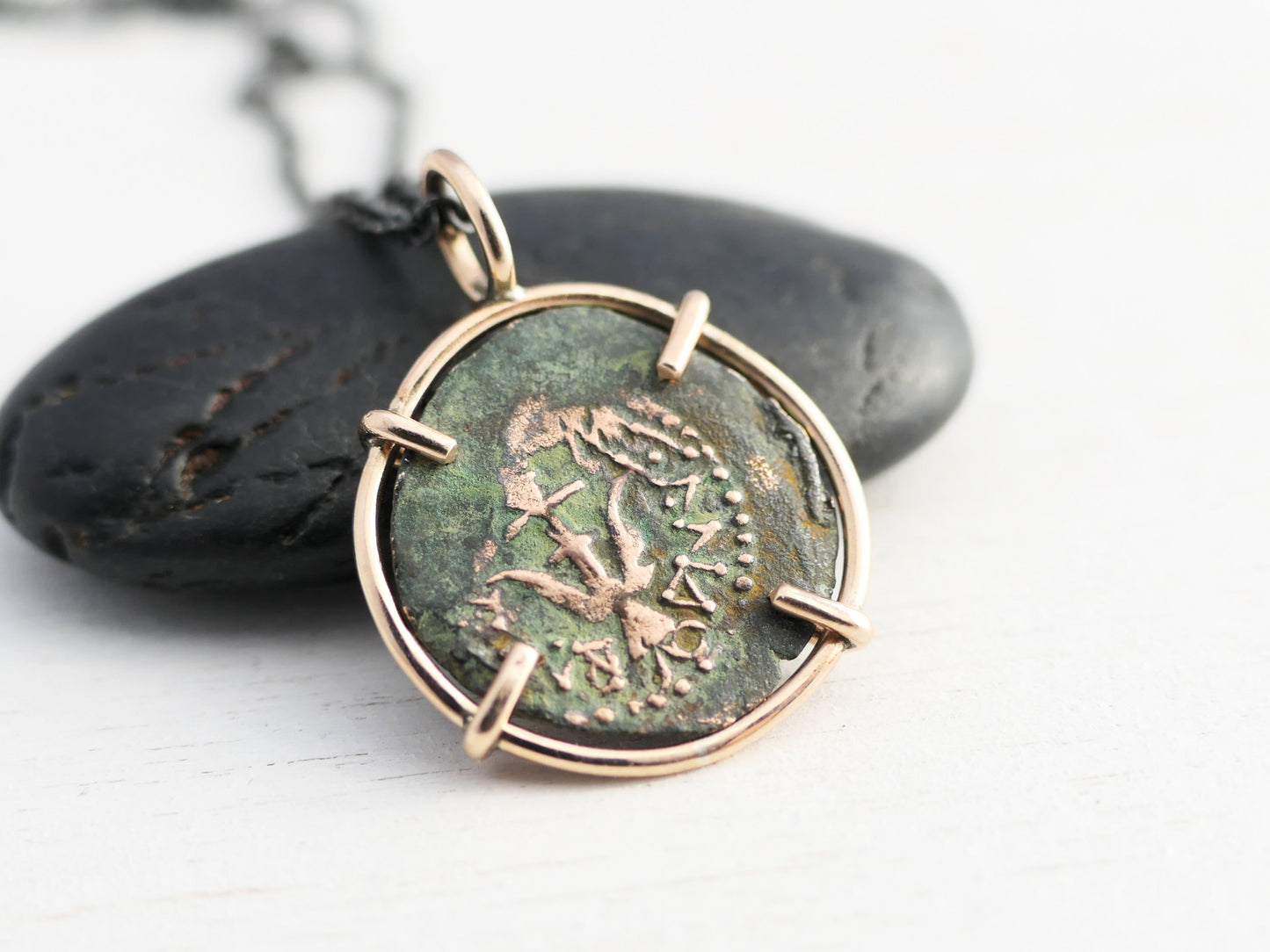 Genuine Widows Mite coin set in bronze widows mite jewelry