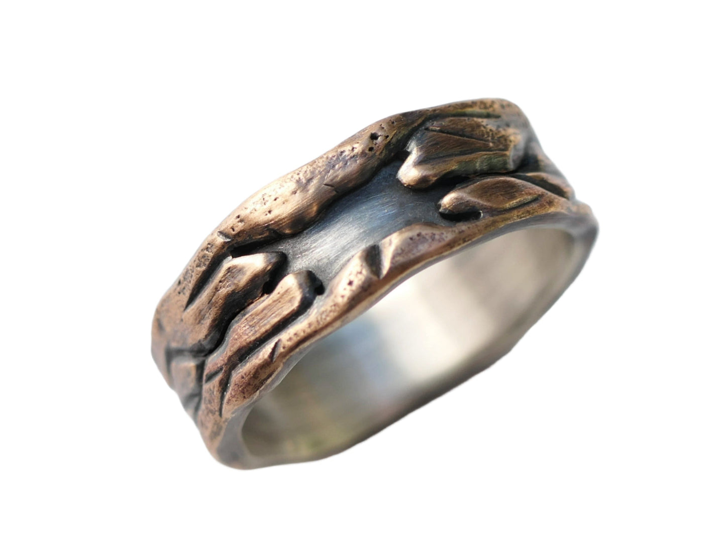 unique bronze silver ring