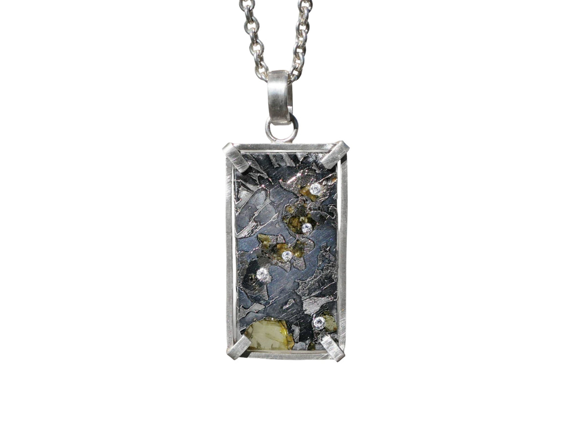 Etched Pallasite Meteorite Slice Pendant