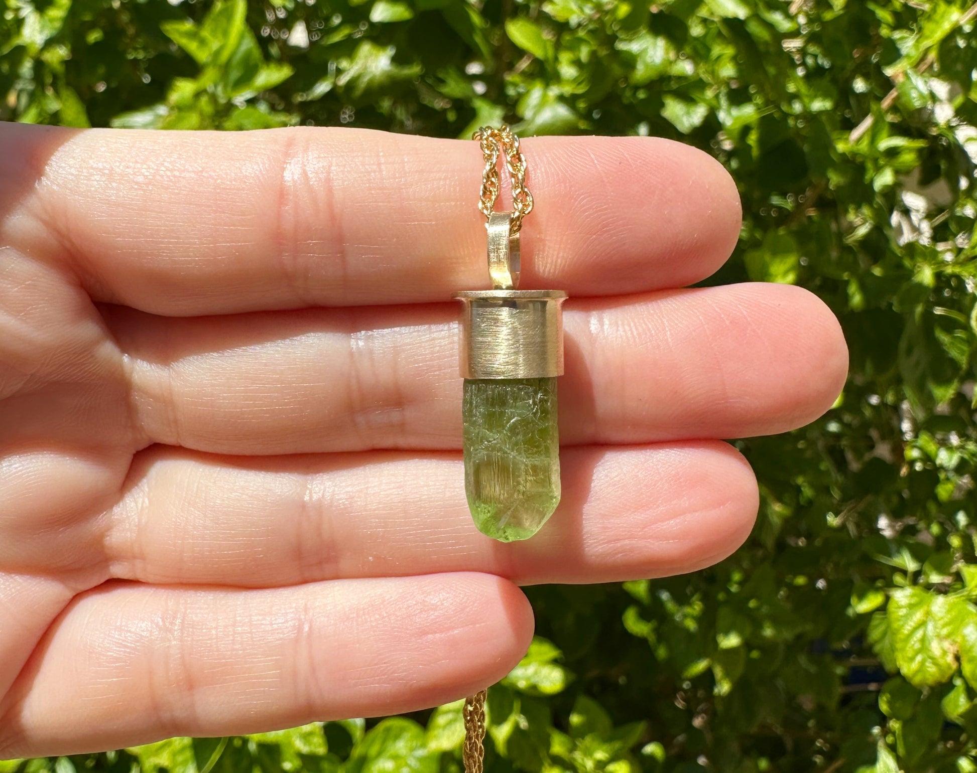 Peridot gold pendant august birthstone jewelry