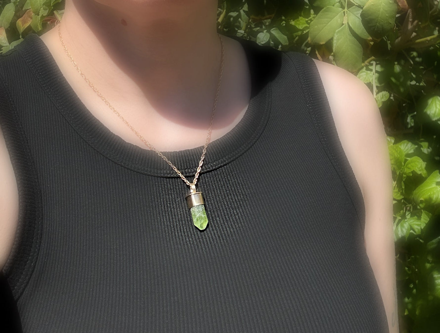 Peridot gold pendant peridot necklace