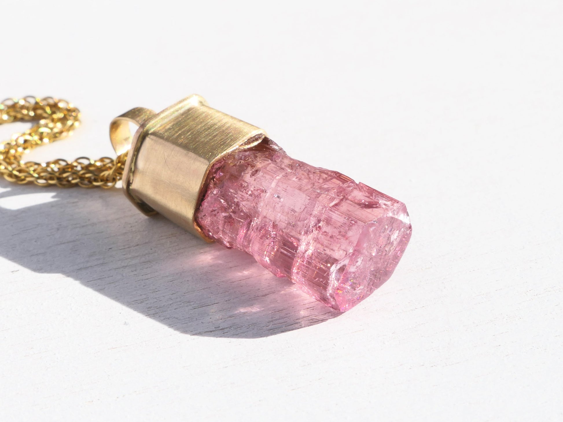 Pink Tourmaline Crystal necklace