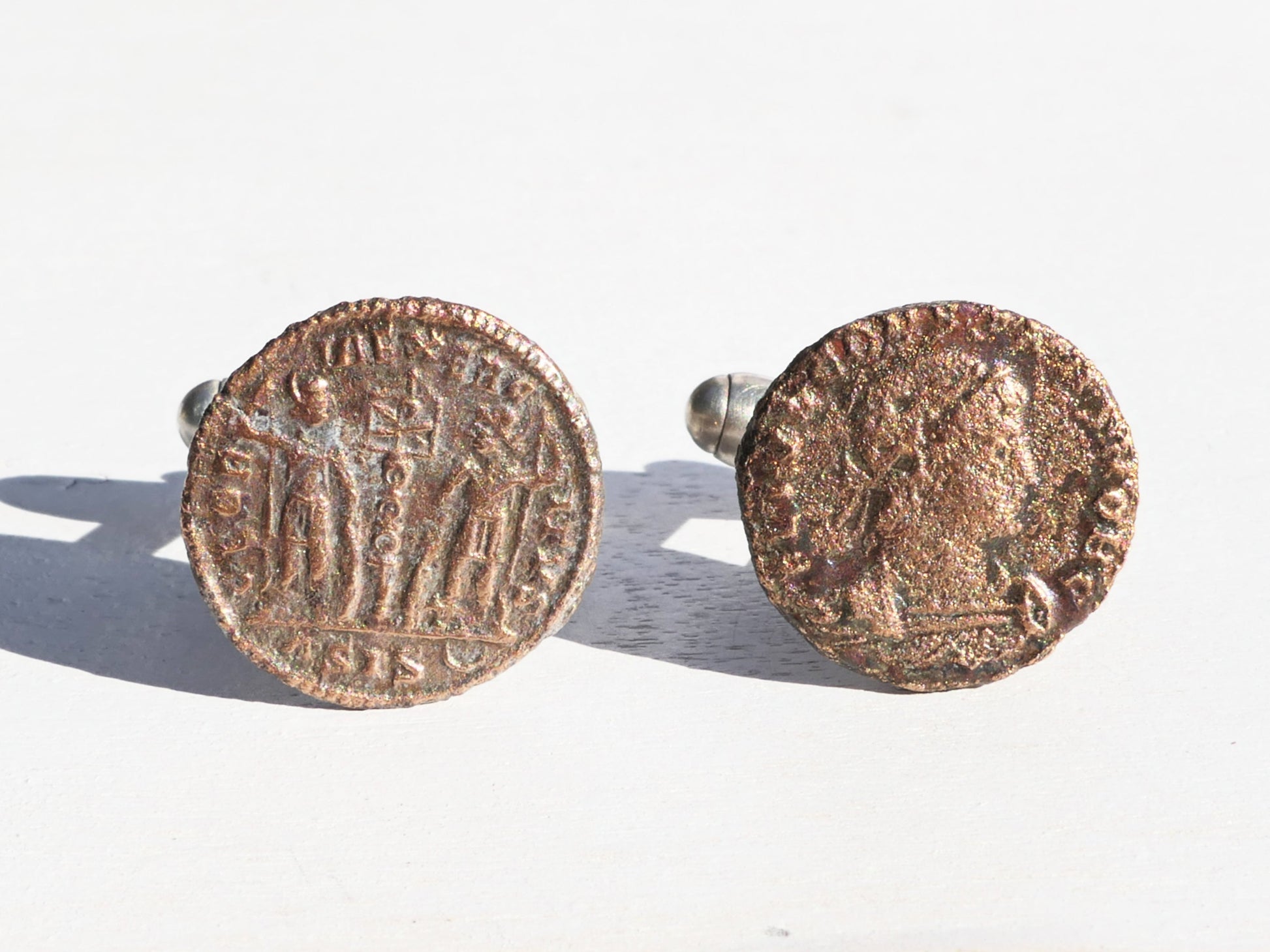 Roman coin cufflinks genuine constans coins