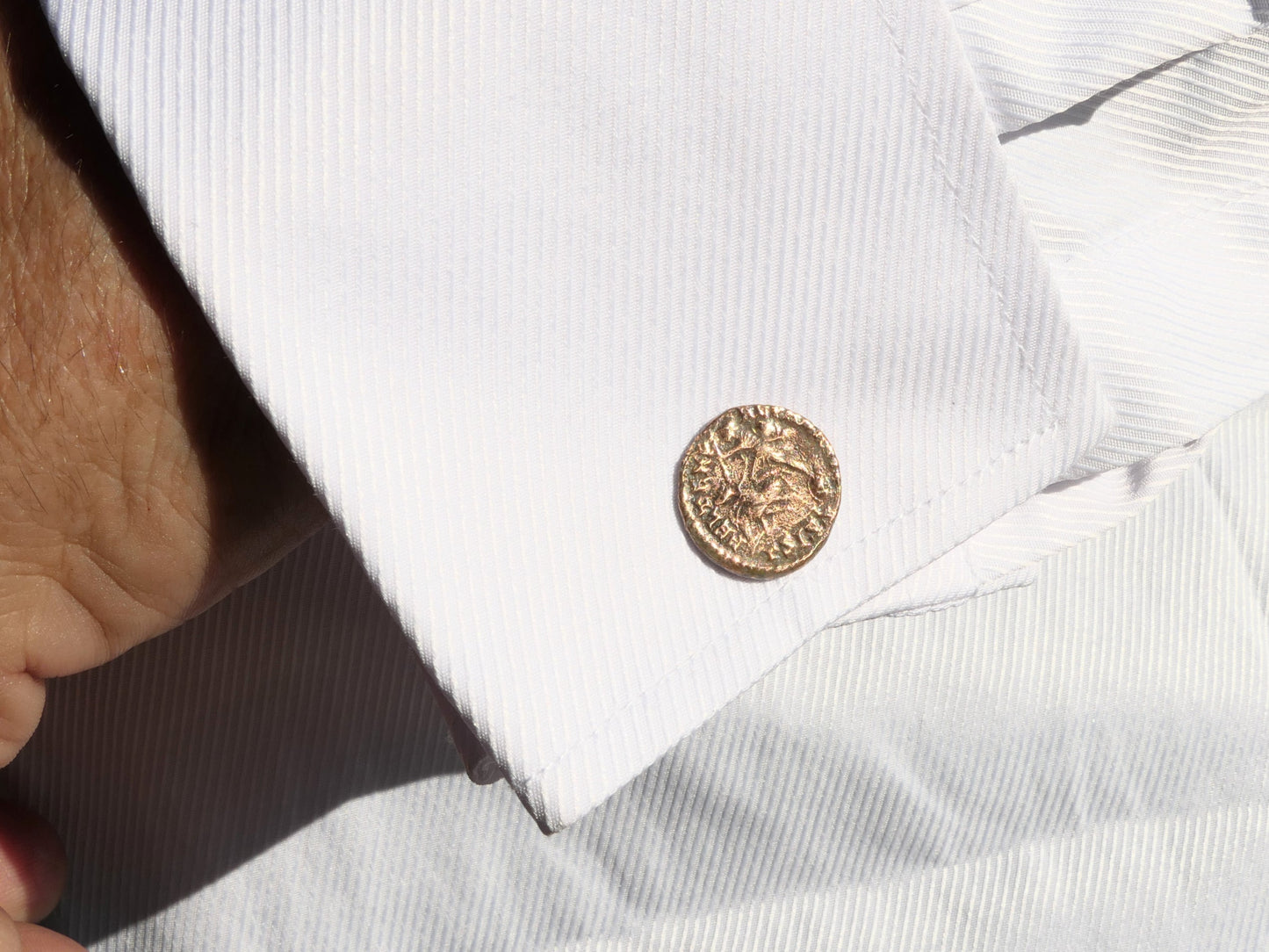 ancient Roman Empire coin cufflinks bronze sterling silver Constantius II
