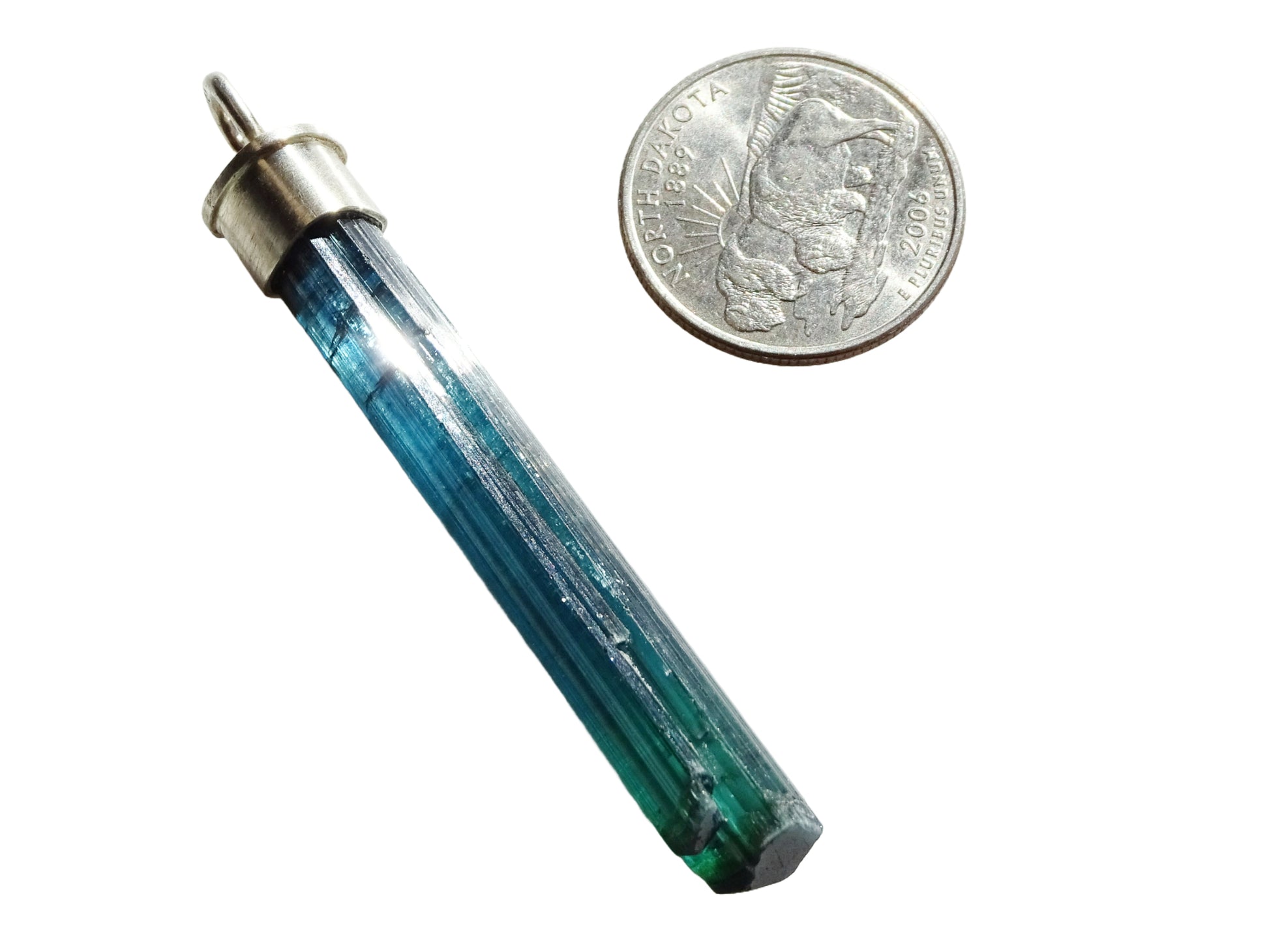 indicolite tourmaline crystal pendant