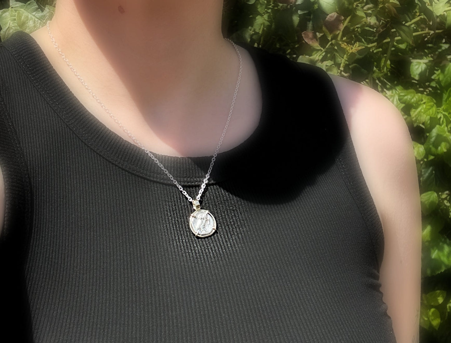 genuine athena owl coin necklace