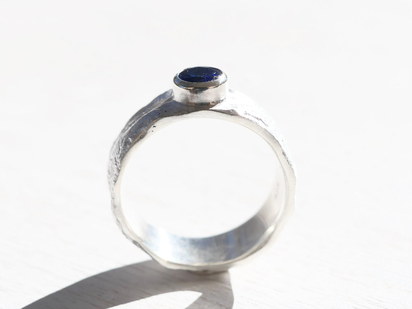 mens sapphire ring handcrafted silver sapphire ring