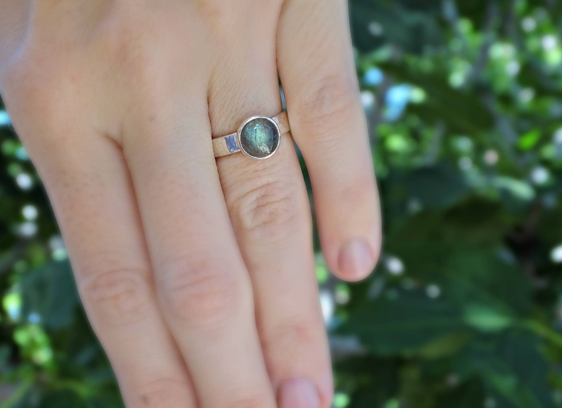 blue labradorite ring silver, alternative engagement ring unique, blue gemstone ring hammered, silver promise ring labradorite gift for her - CrazyAss Jewelry Designs