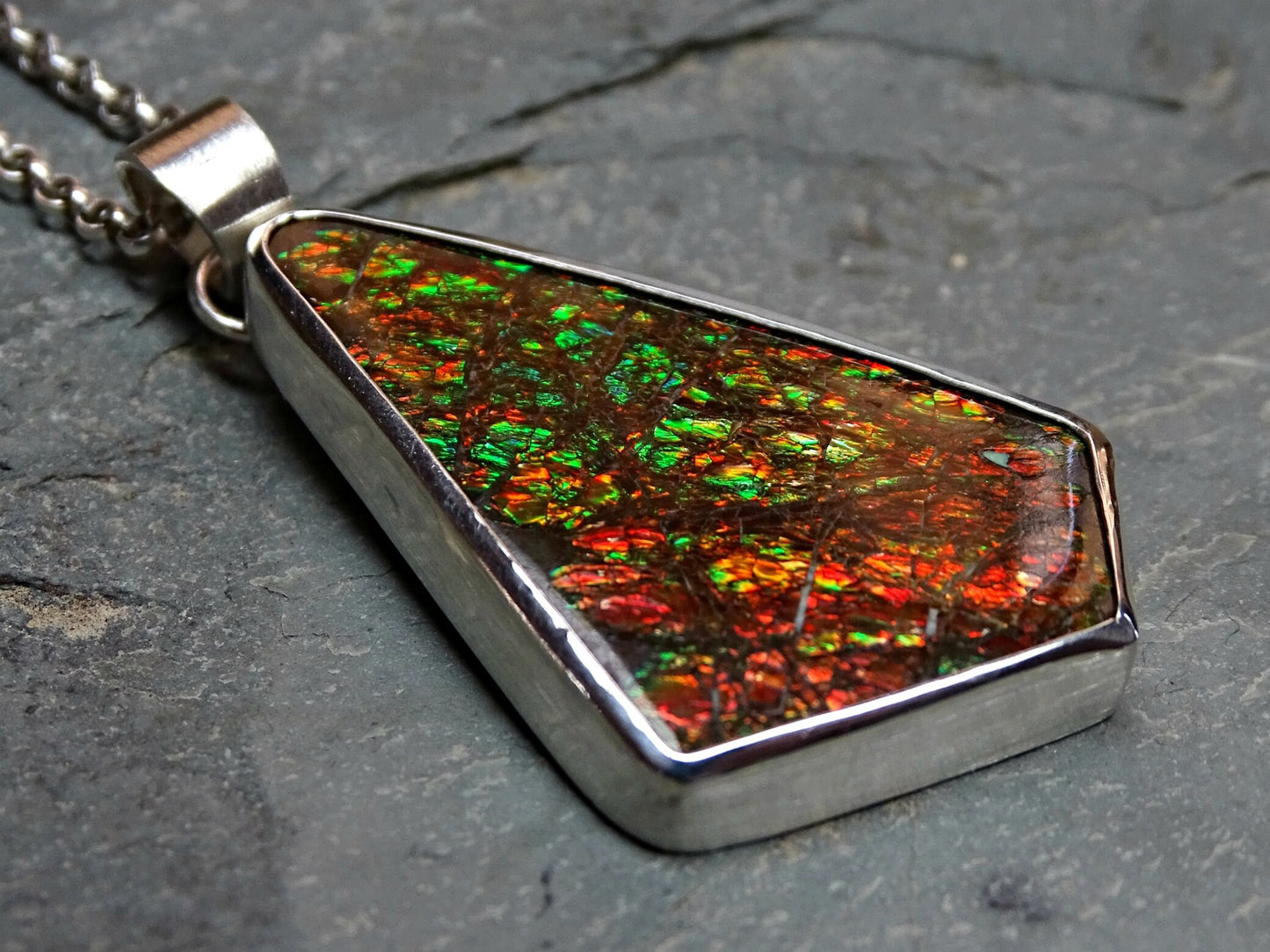 Ammolite fossil necklace