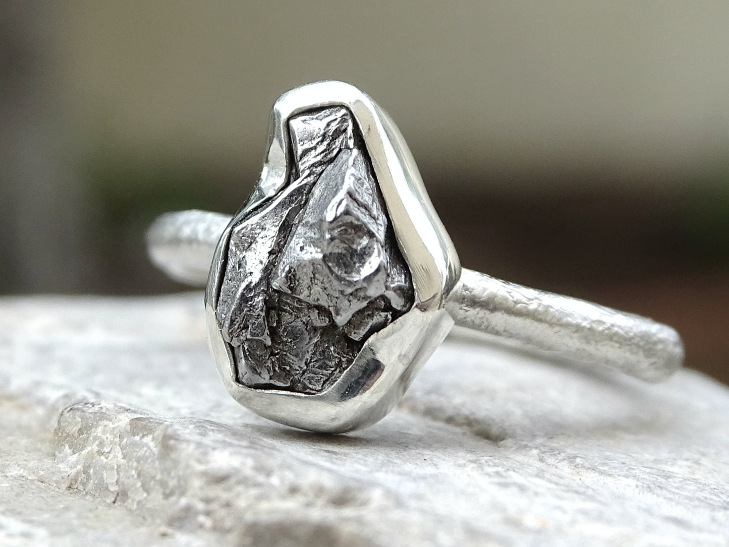 molten silver ring meteorite, silver meteorite ring, unique engagement ring meteorite, shooting star celestial jewelry, unique gift for her - CrazyAss Jewelry Designs