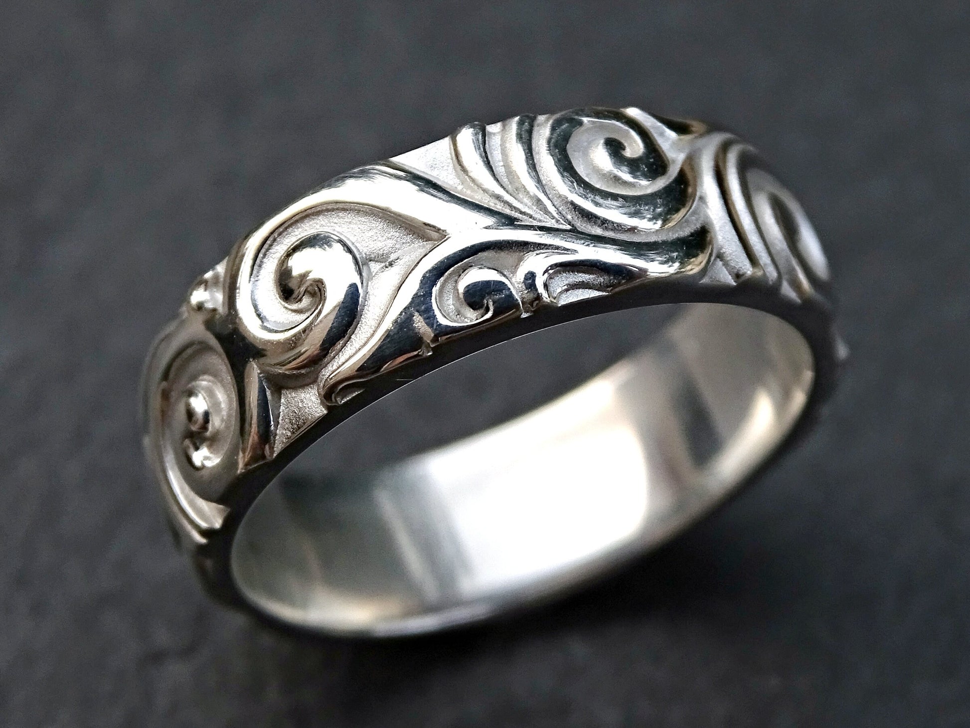 carved unusual silver ring