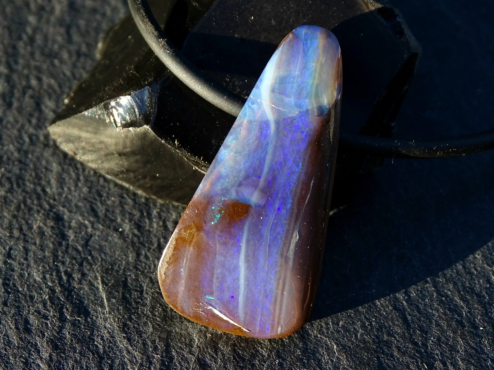 purple boulder opal necklace