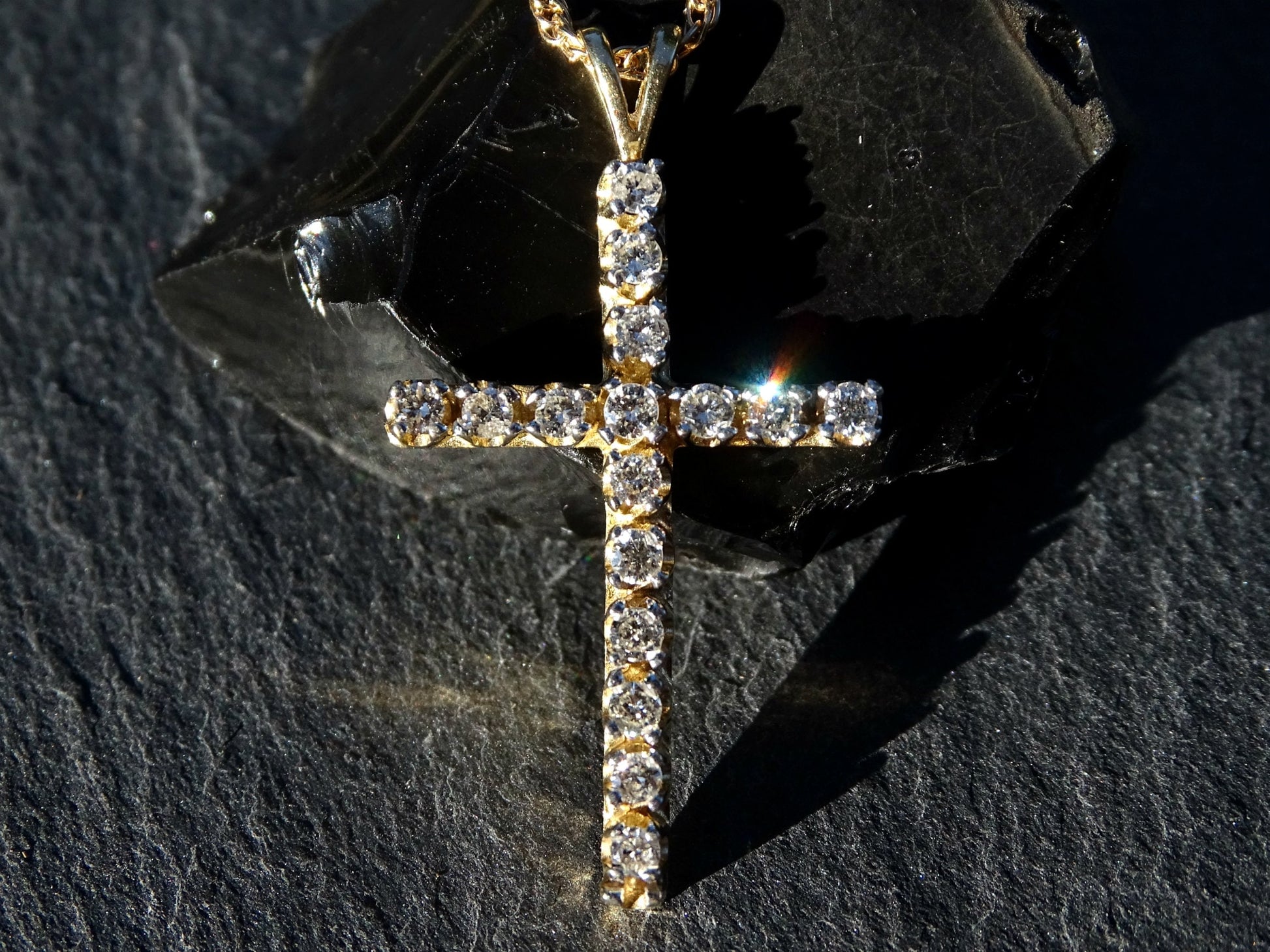 gold diamond cross necklace