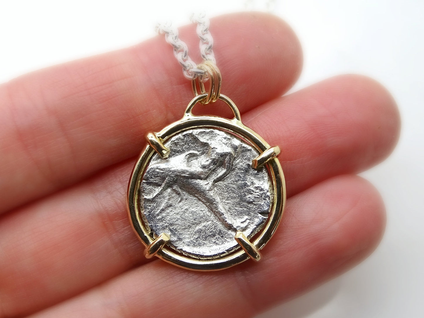 silver drachm coin pendant