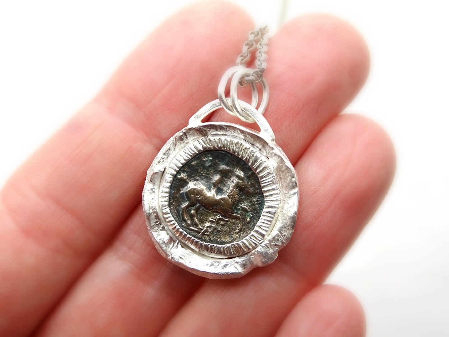 ancient Greek coin silver necklace