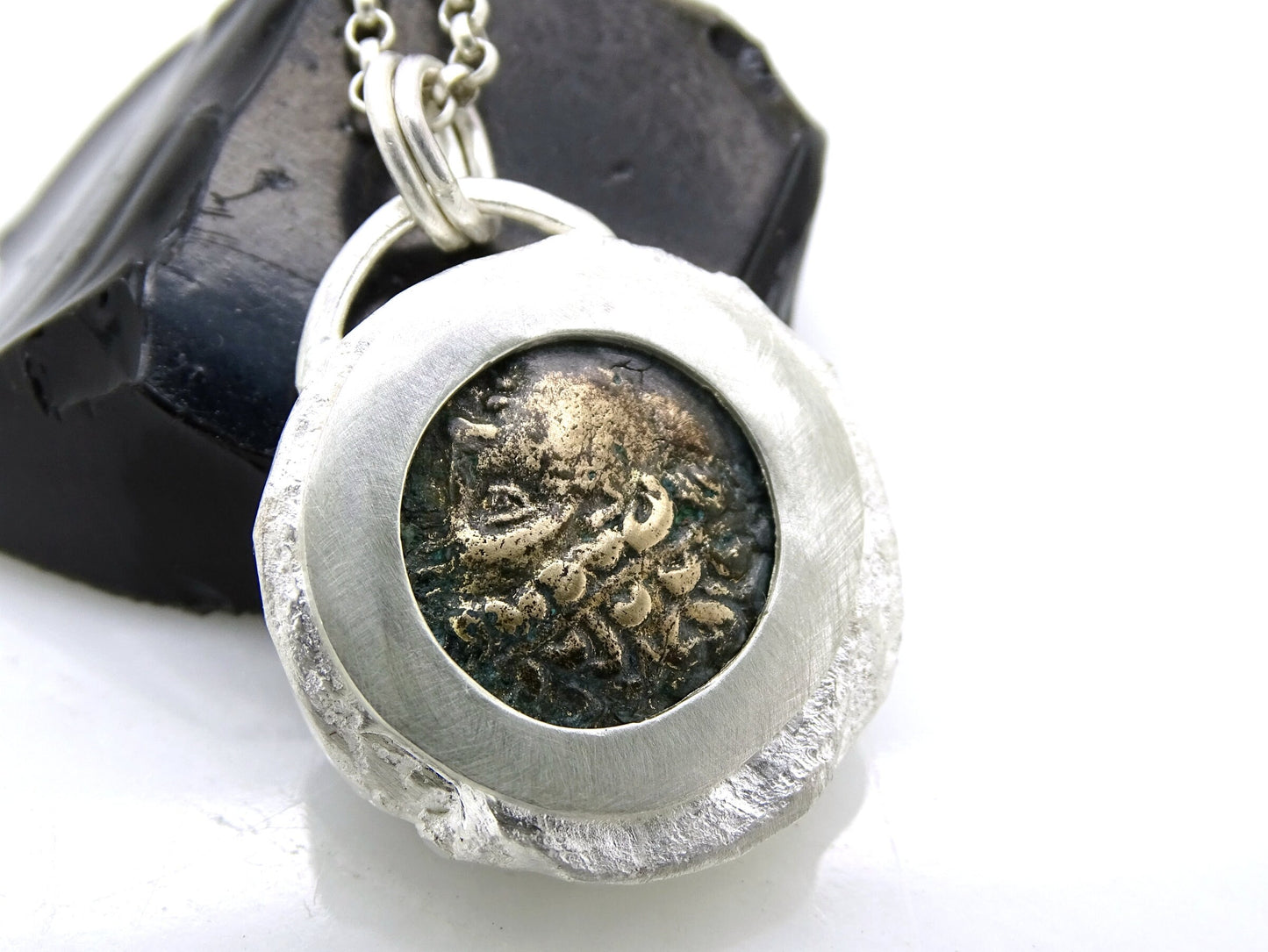 ancient Greek coin silver necklace pendant