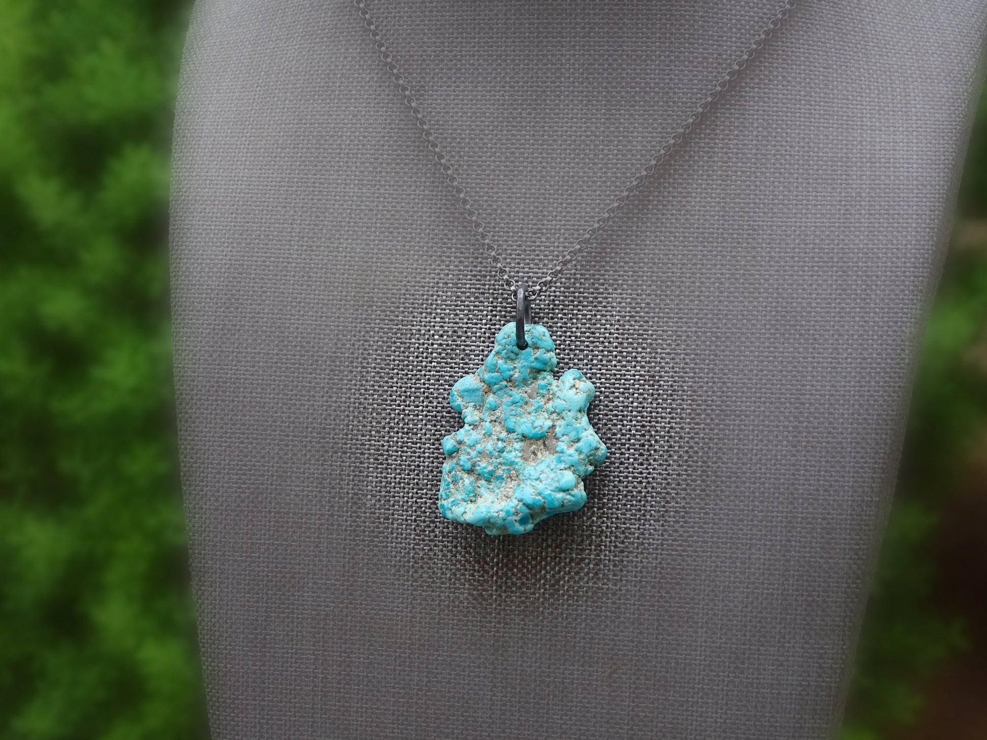 big turquoise pendant, raw turquoise pendant silver, mens turquoise necklace, Sleeping Beauty turquoise necklace, turquoise nugget pendant - CrazyAss Jewelry Designs