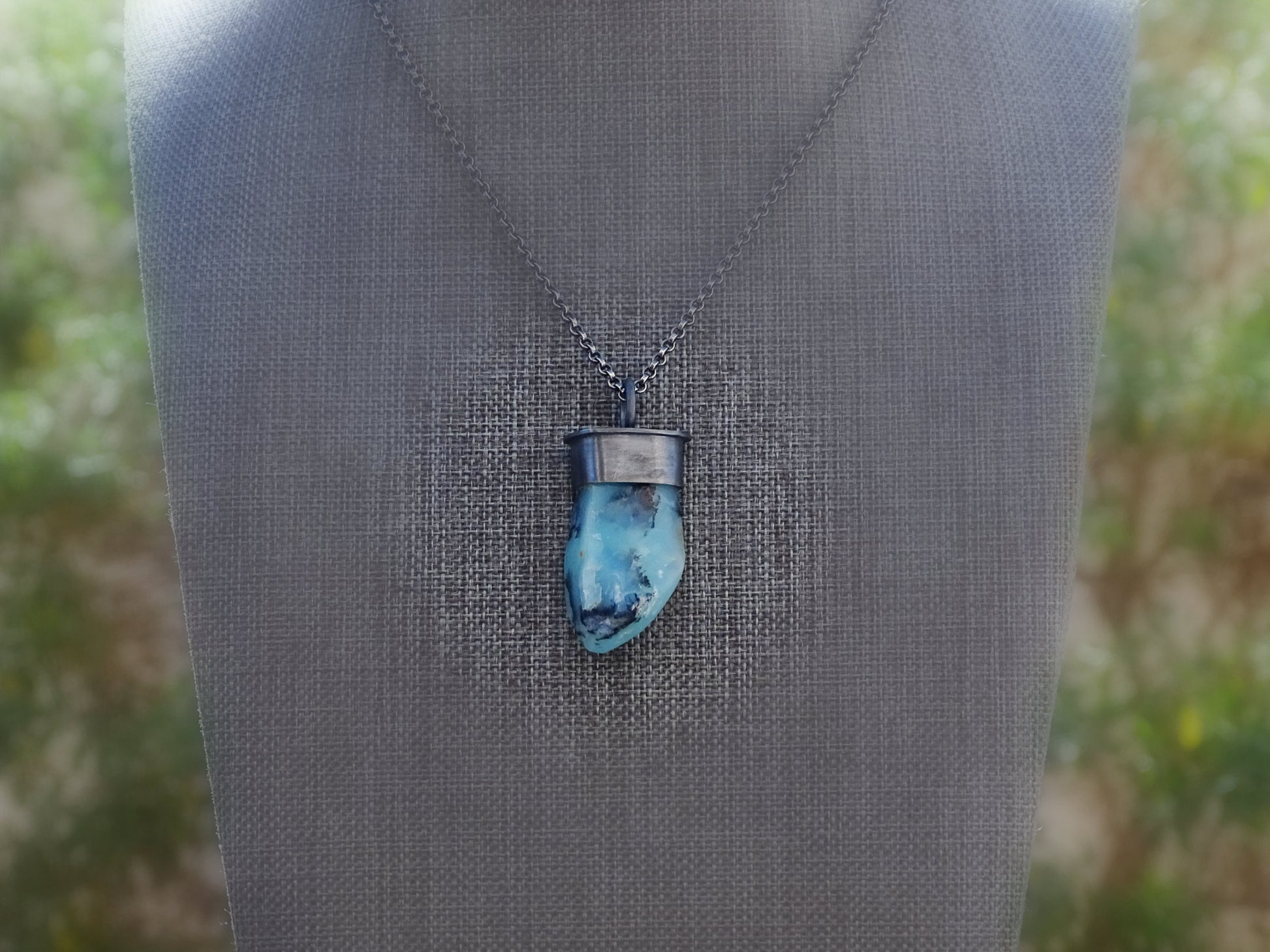 Peruvian blue opal pendant