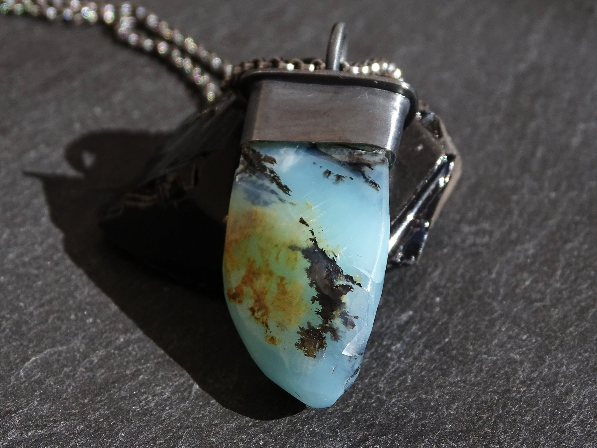 blue opal pendant necklace