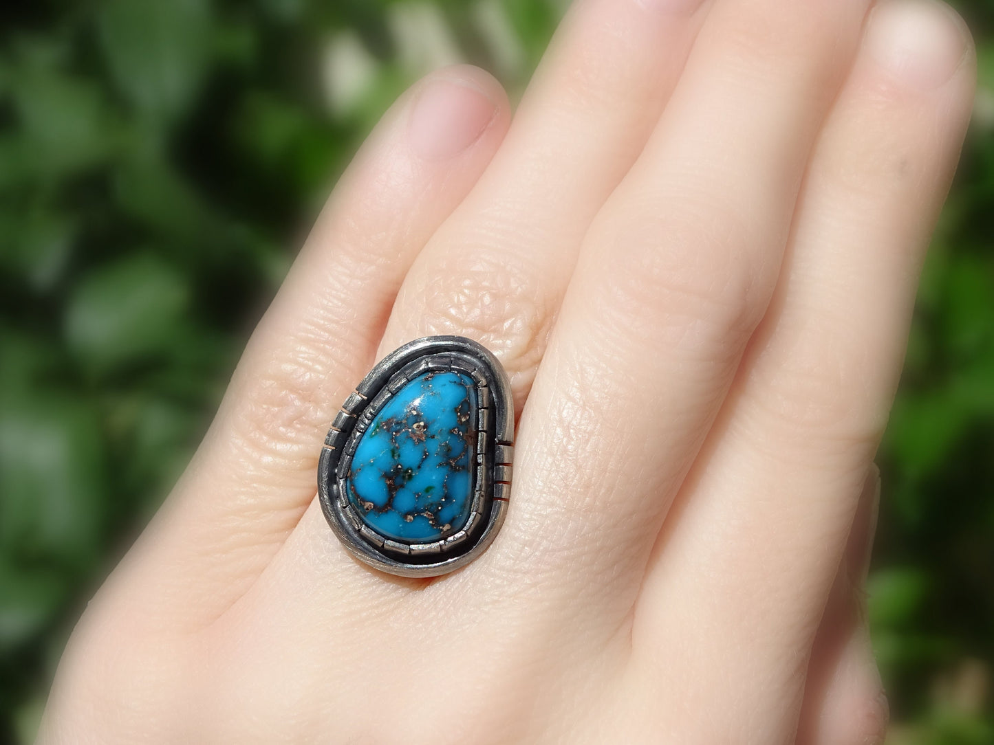 statement turquoise silver ring